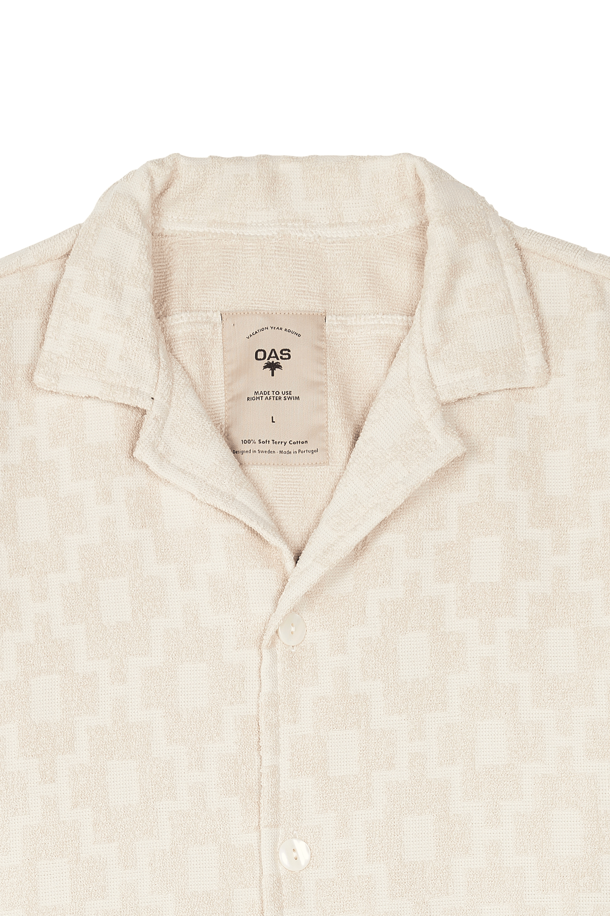 Shirt with V-neck and turnover collar in cotton OAS COMPANY Beige
