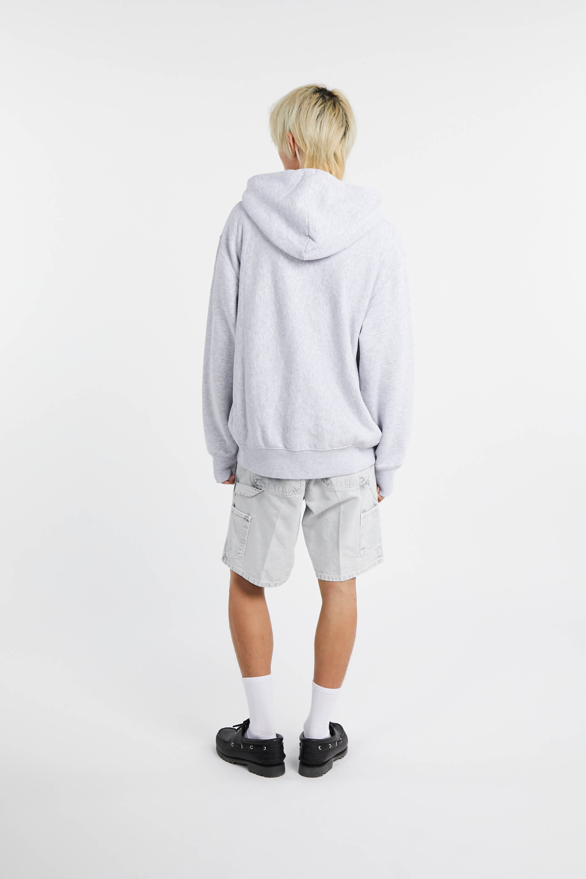 Regular-fit zip-up cotton-blend hoodie with Pony Player Grey