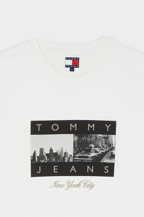 TOMMY JEANS Regular-fit round-neck cotton T-shirt White