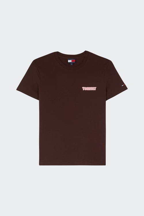 TOMMY JEANS Regular-fit round-neck cotton T-shirt Brown