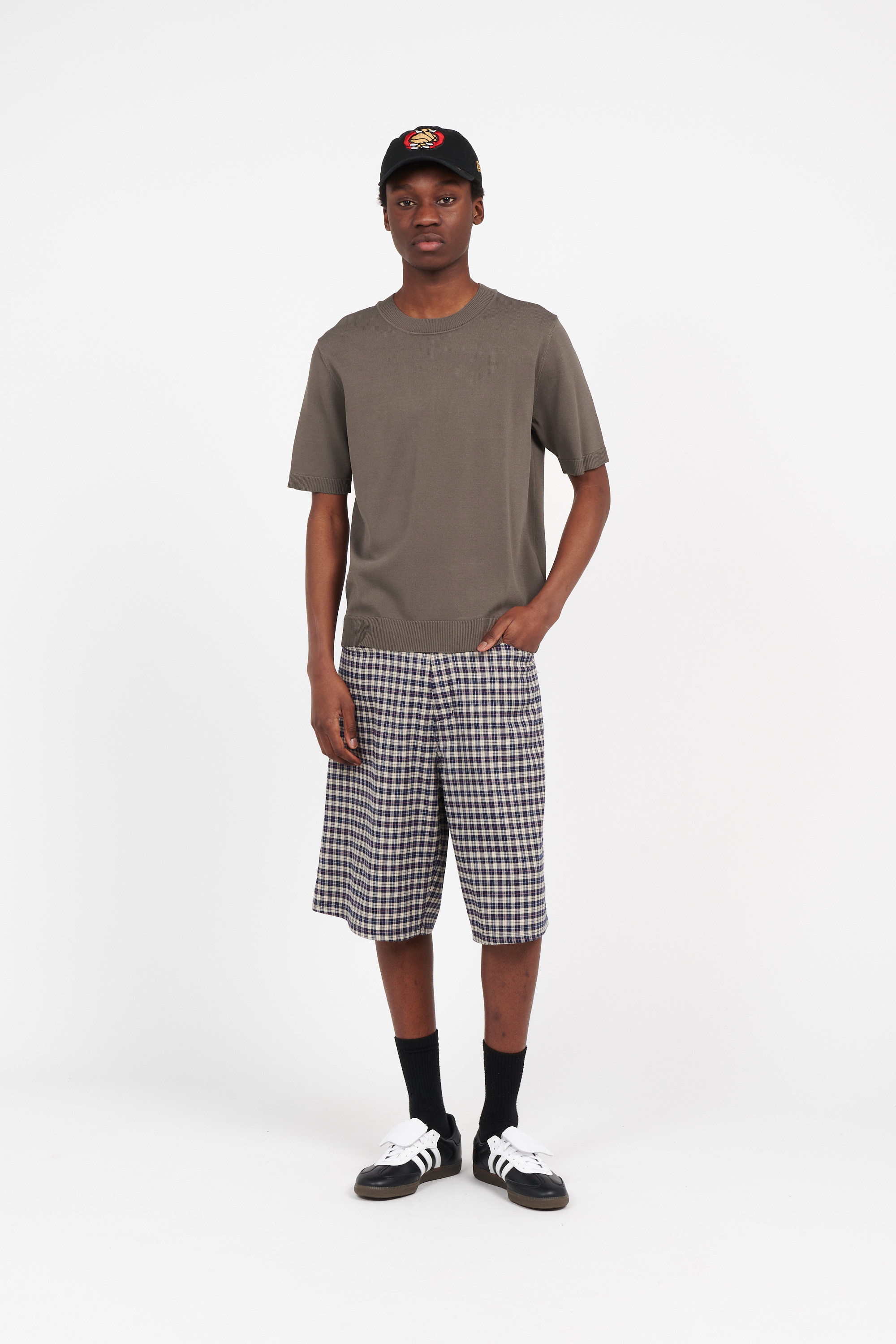 Regular-fit round-neck cotton T-shirt Brown