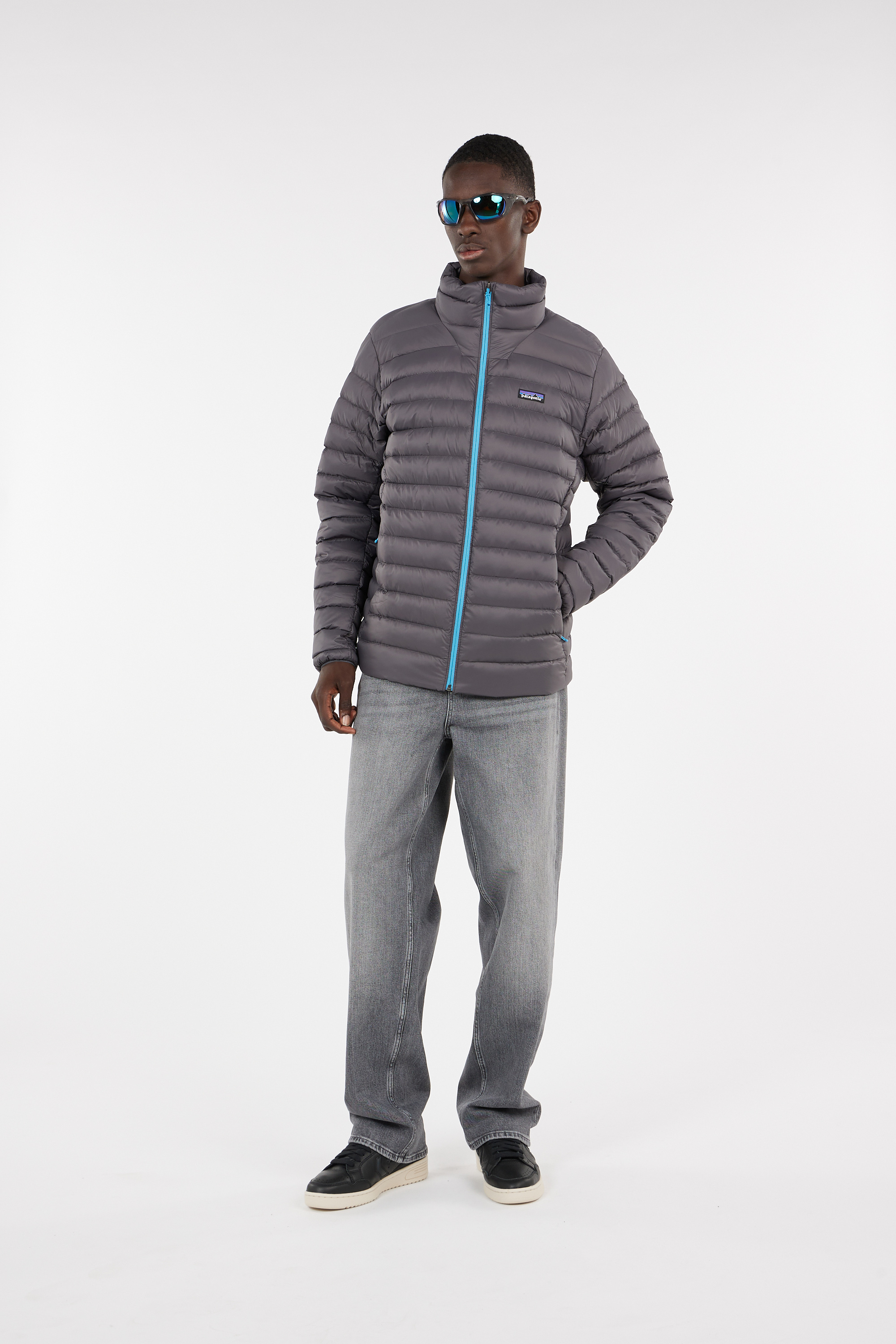 Lightweight quilted padded jacket with high neck Grey