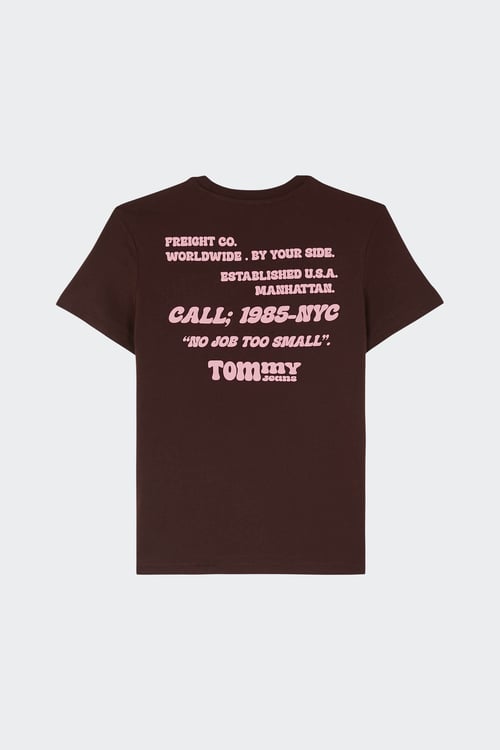 TOMMY JEANS Regular-fit round-neck cotton T-shirt Brown