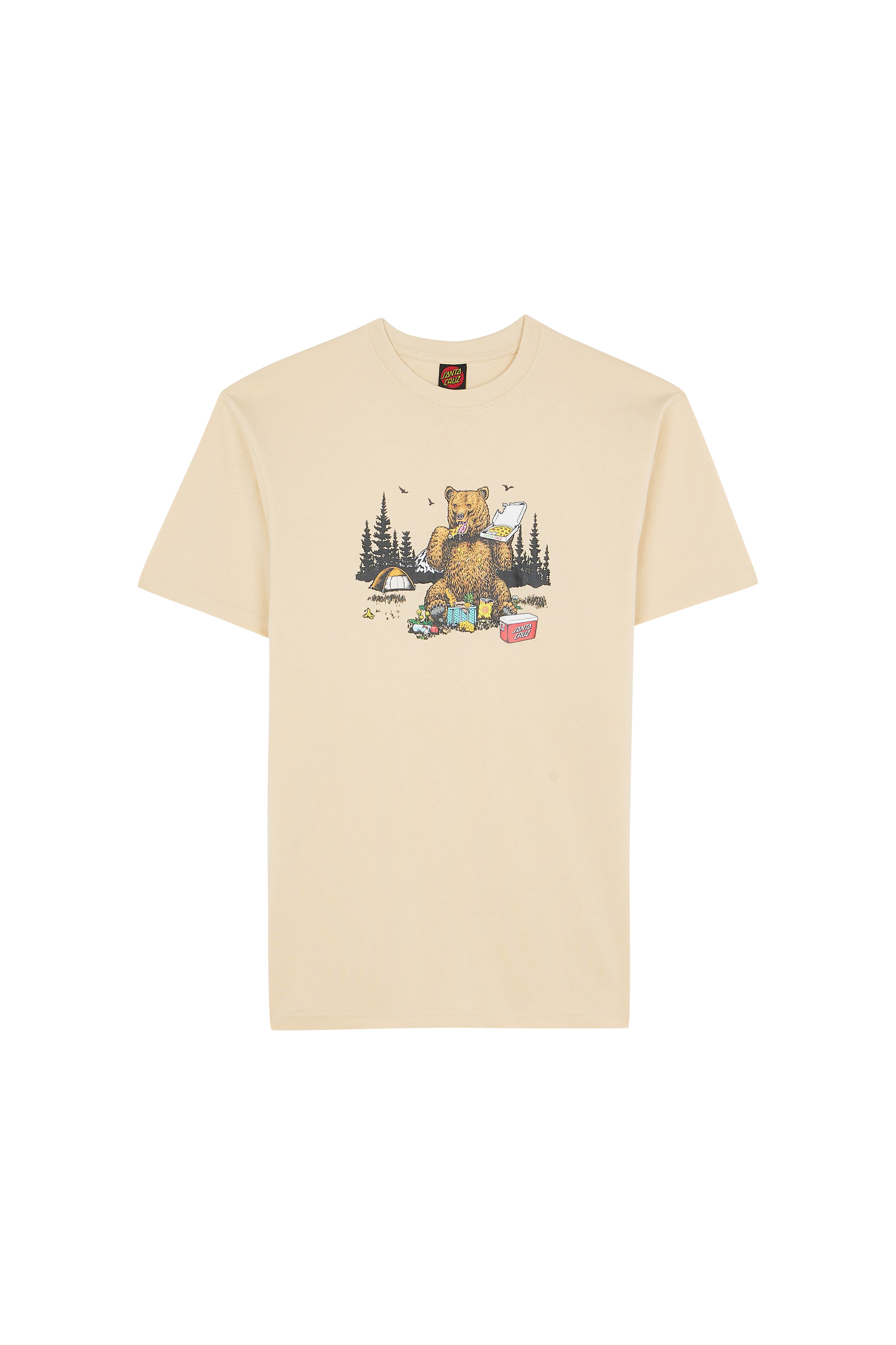 Regular-fit round-neck cotton T-shirt Beige