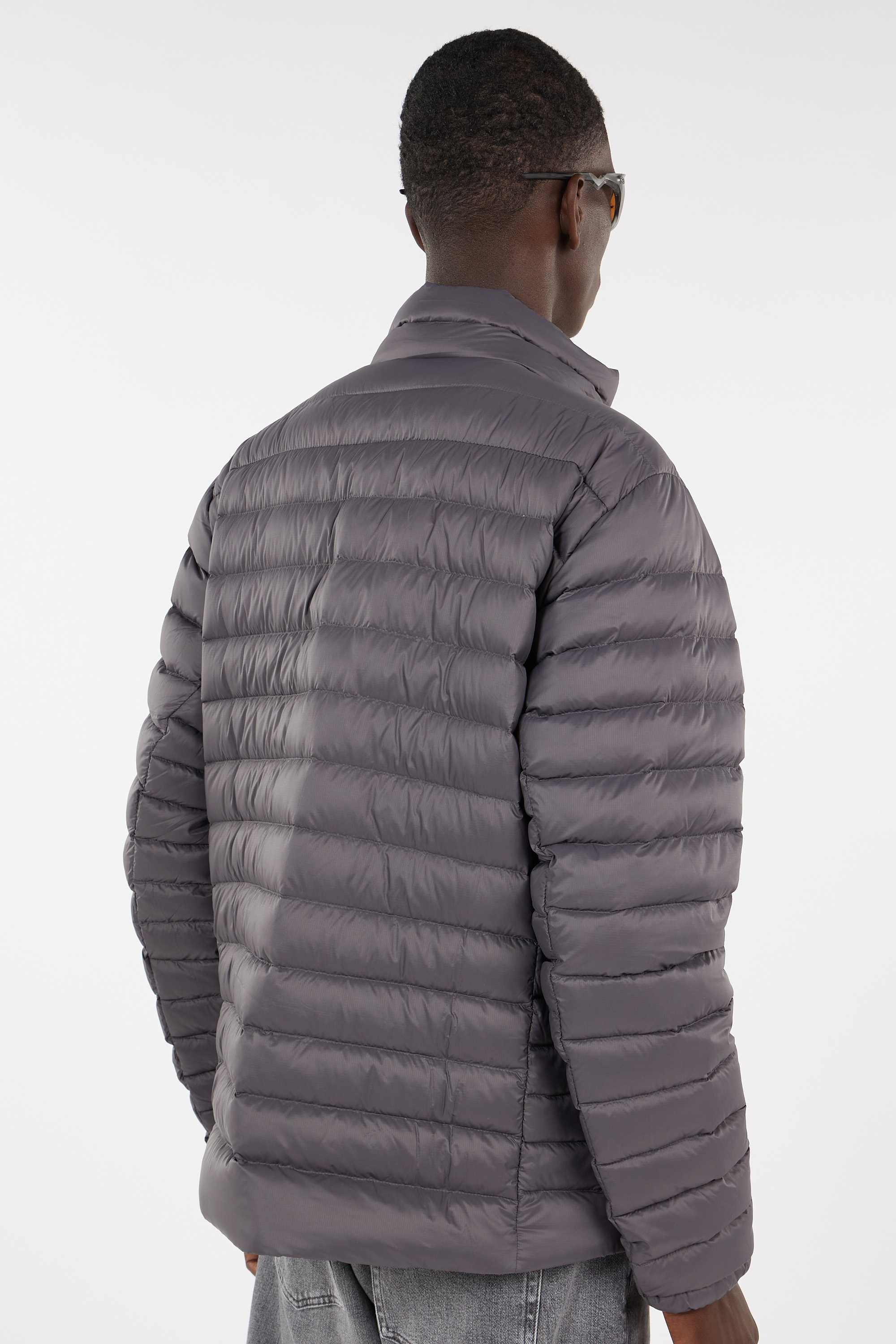 Lightweight quilted padded jacket with high neck Grey