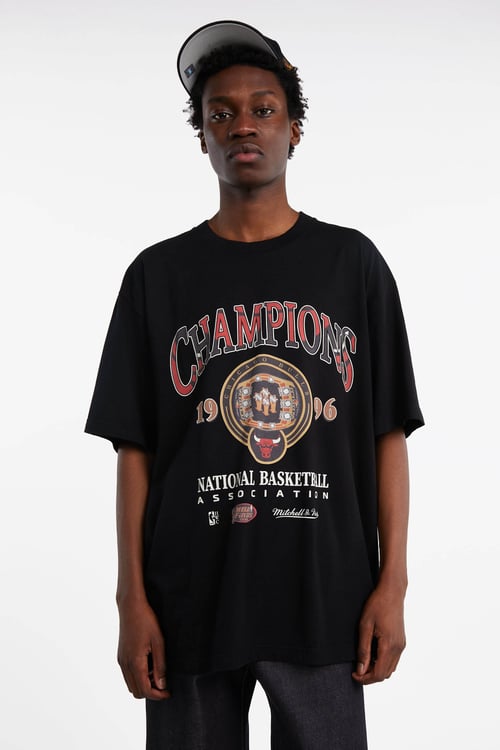MITCHELL & NESS Regular-fit round-neck cotton T-shirt Black
