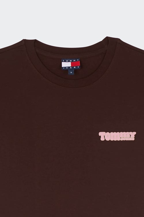 TOMMY JEANS Regular-fit round-neck cotton T-shirt Brown