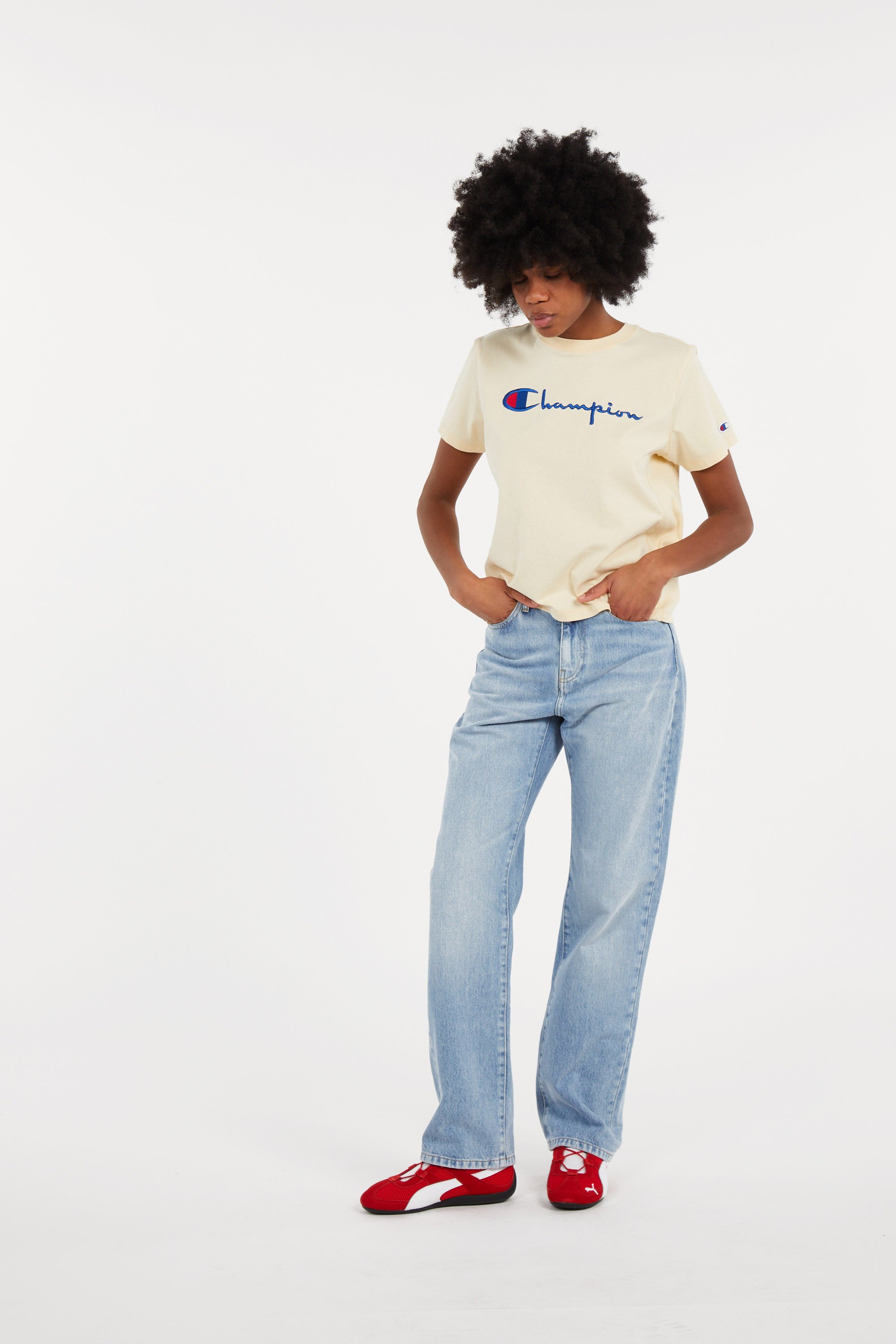 Regular-fit round-neck cotton T-shirt CHAMPION Yellow