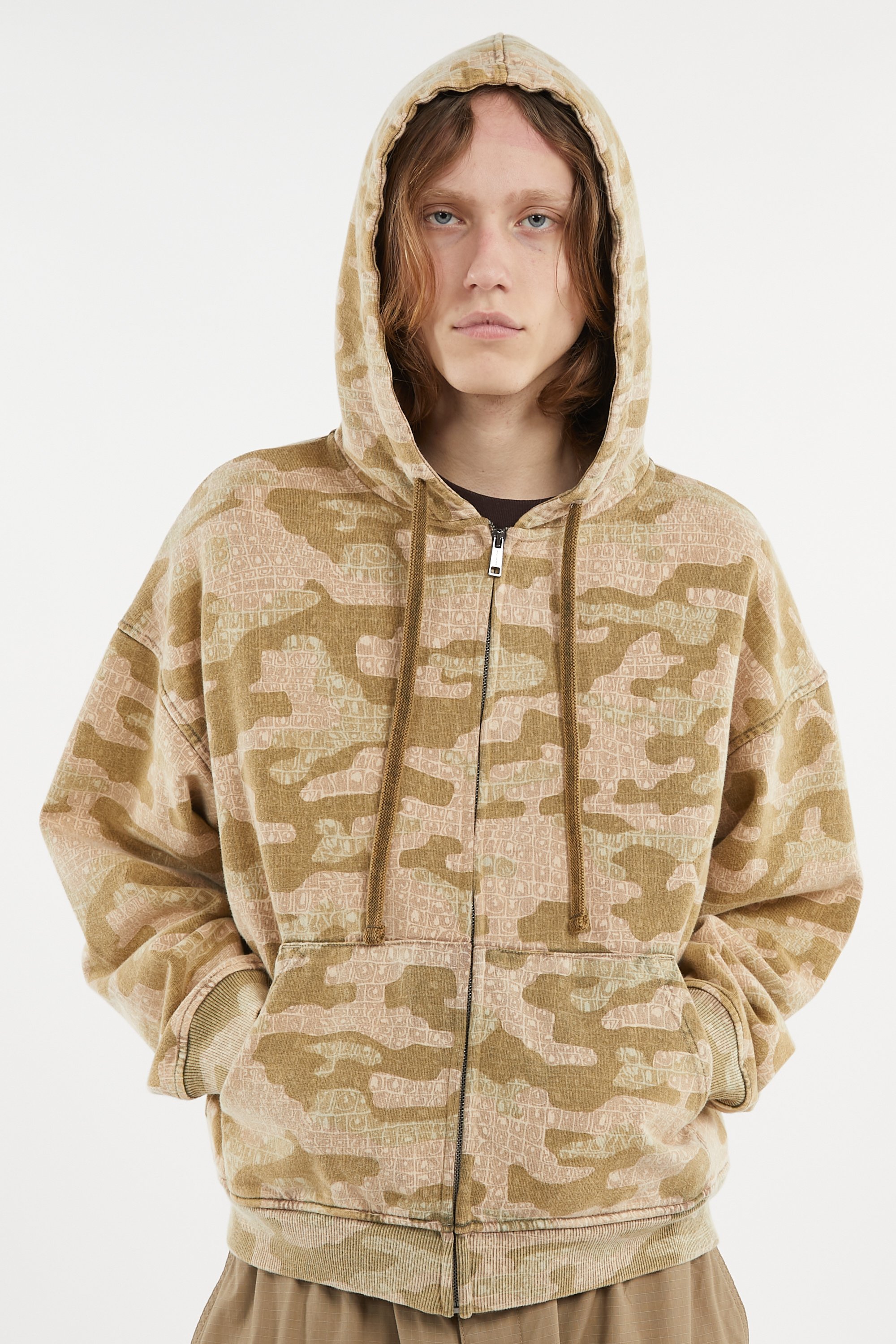 Hoodie zippée Kaki