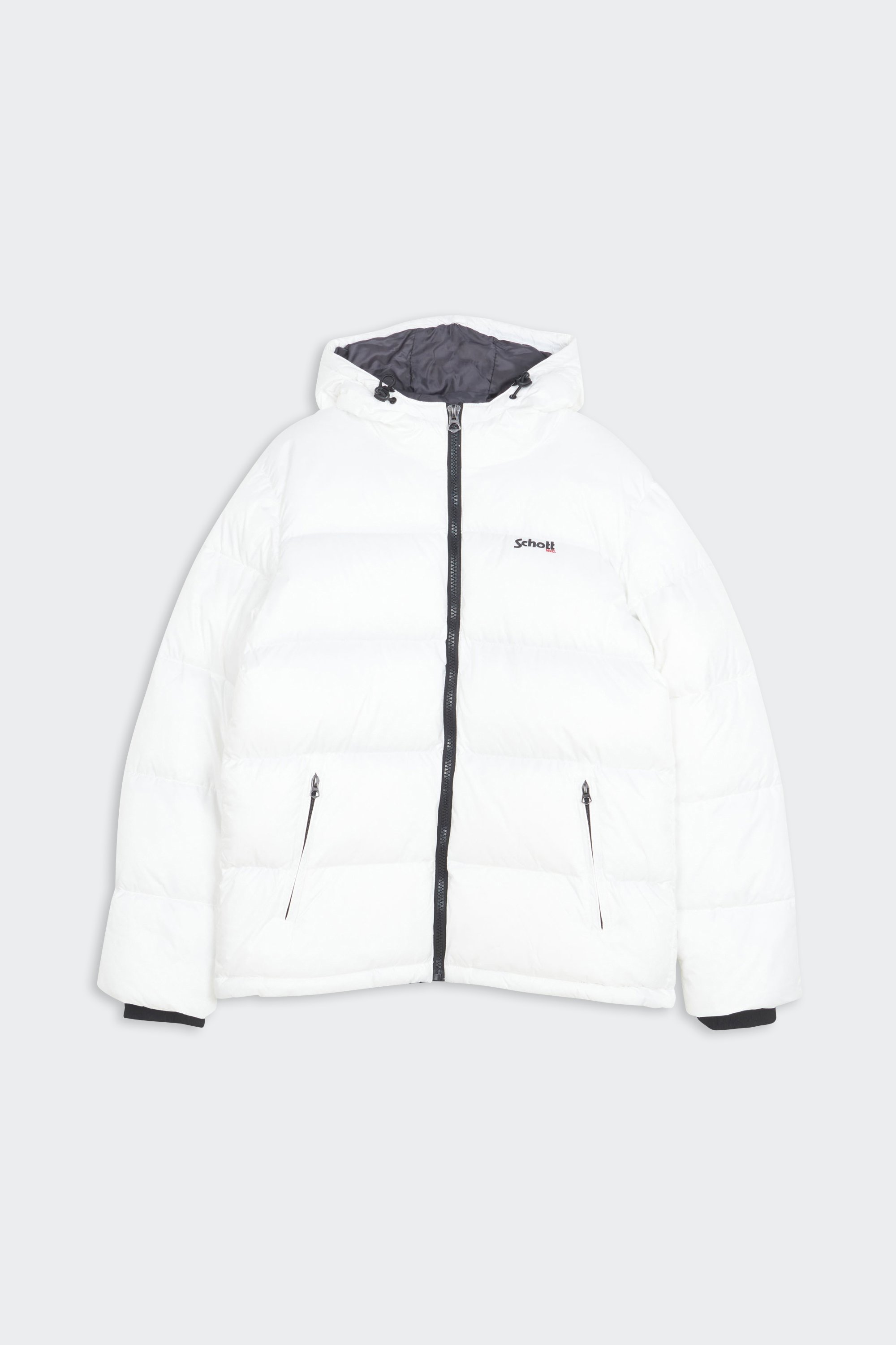 Puffer jacket with hood | White by SCHOTT Puffer jacket with hood White