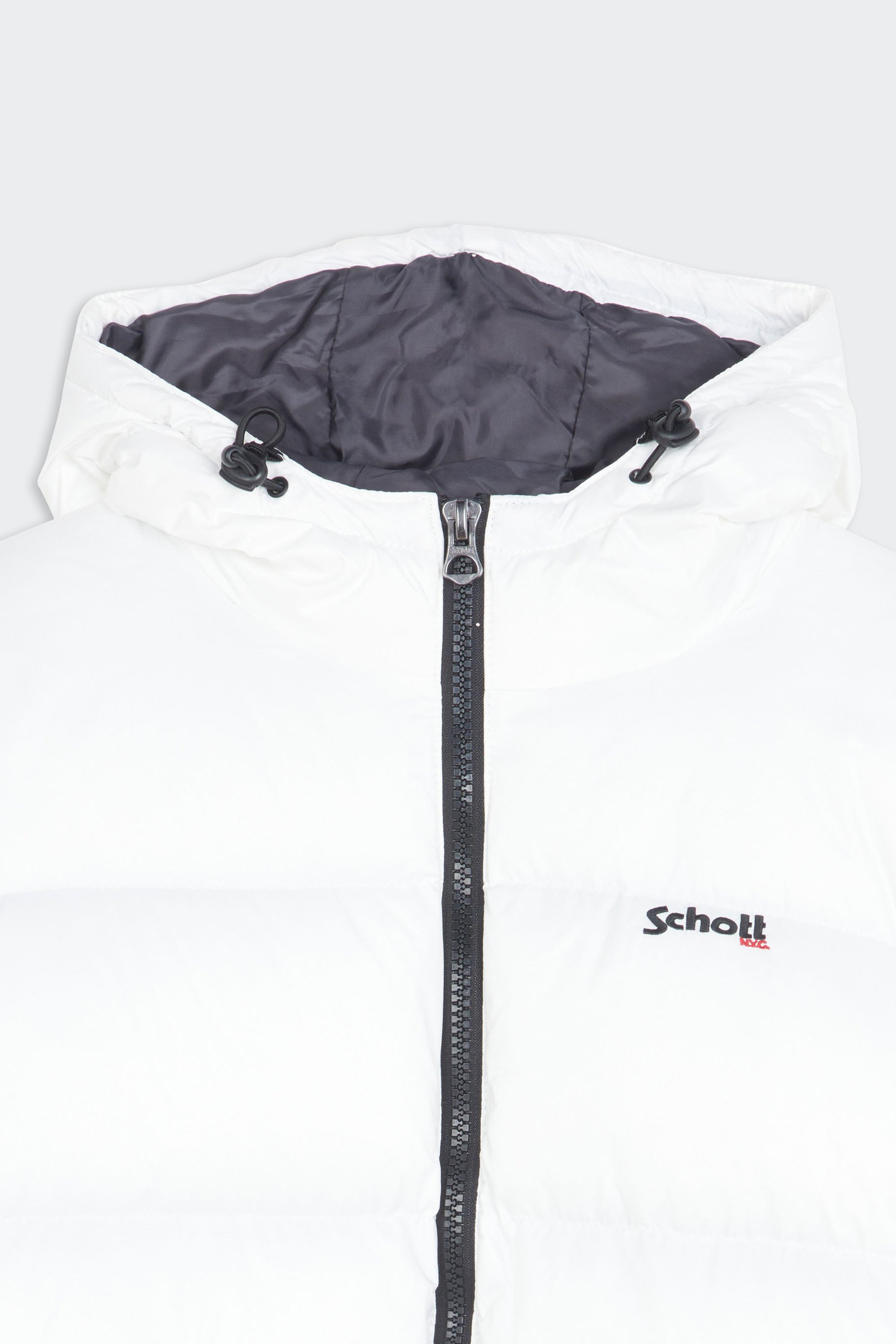 Puffer jacket with hood | White by SCHOTT Puffer jacket with hood White