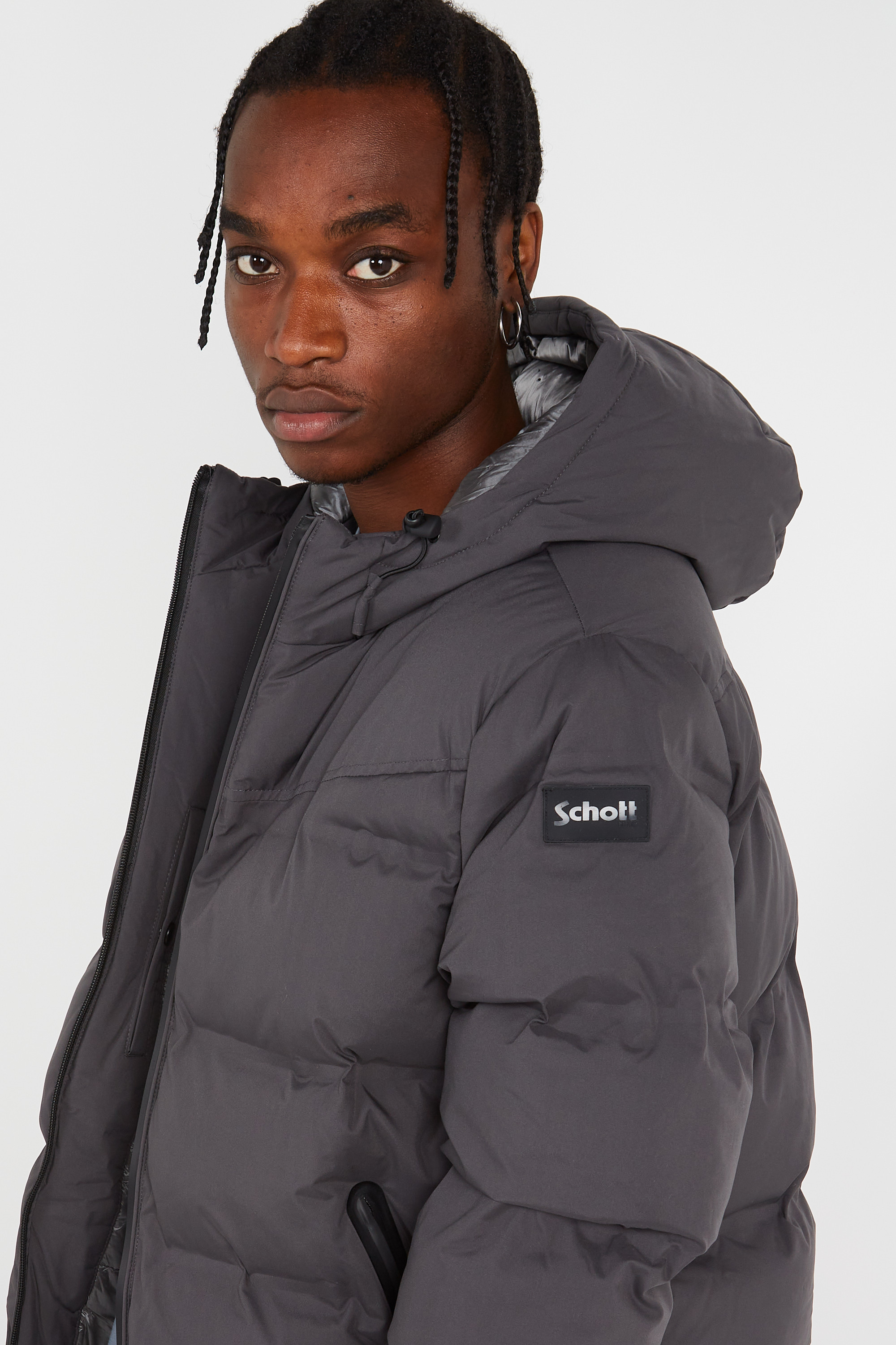 Lightweight quilted padded jacket with high neck Grey