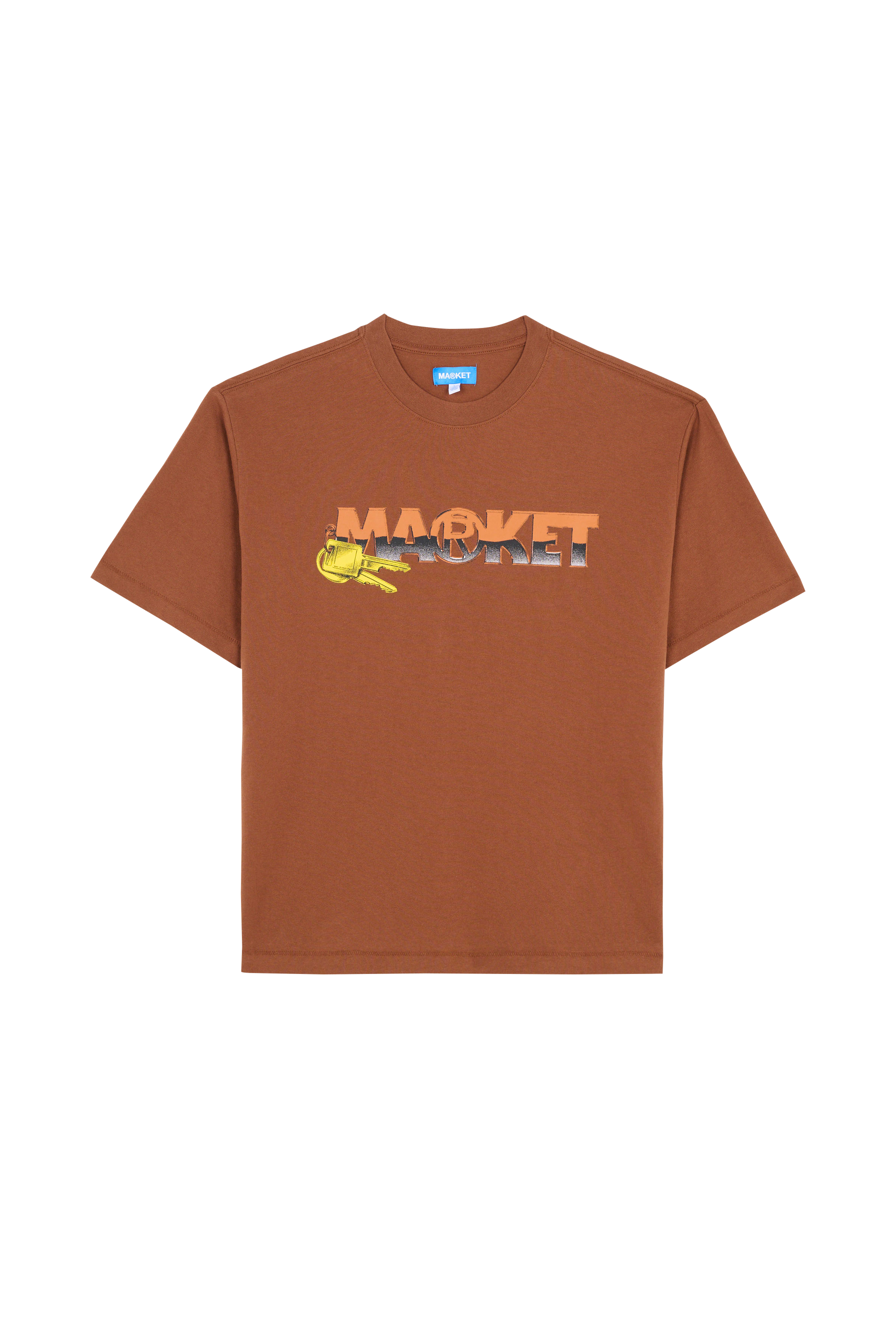 Regular-fit round-neck cotton T-shirt Brown