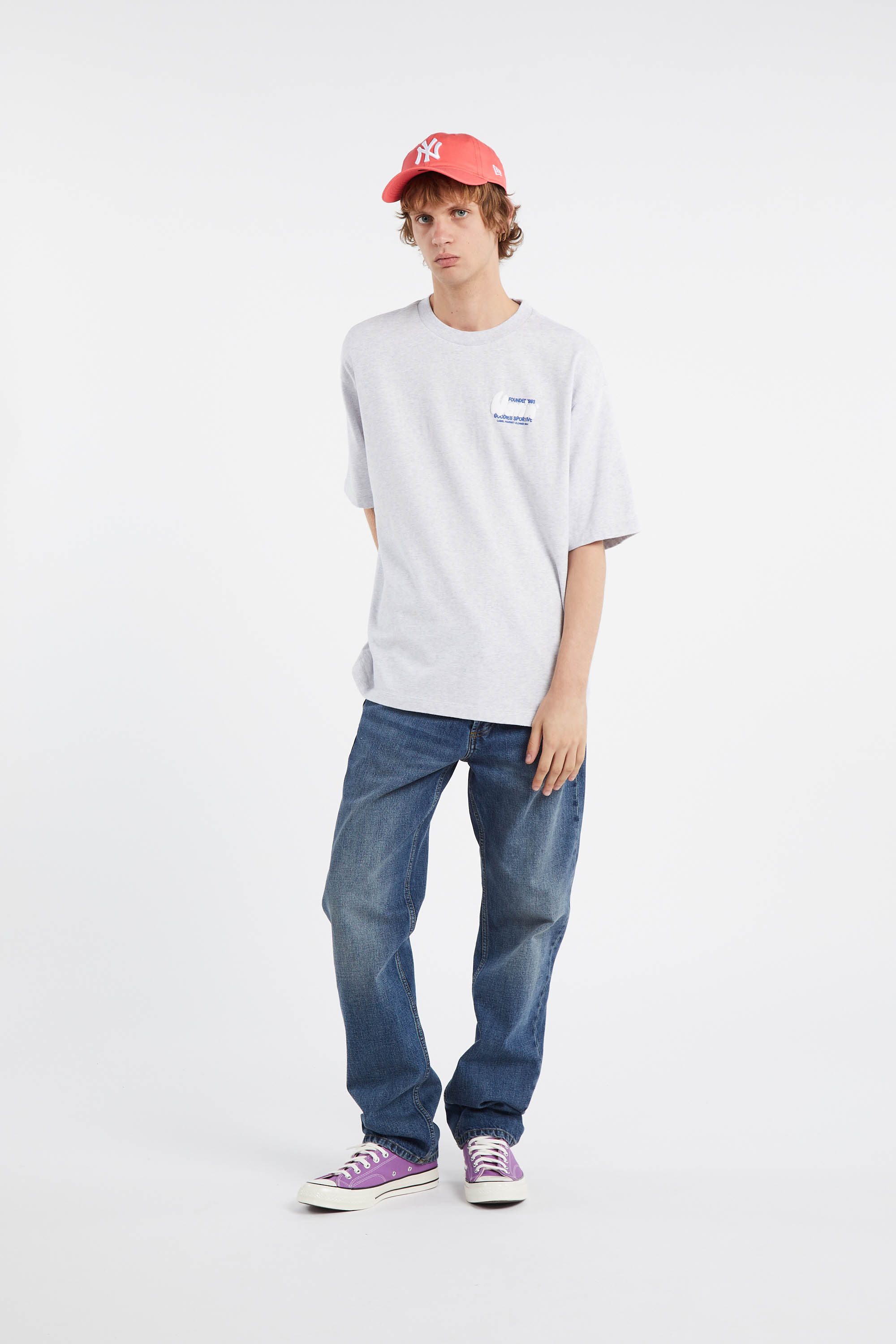 Regular-fit round-neck cotton T-shirt Grey