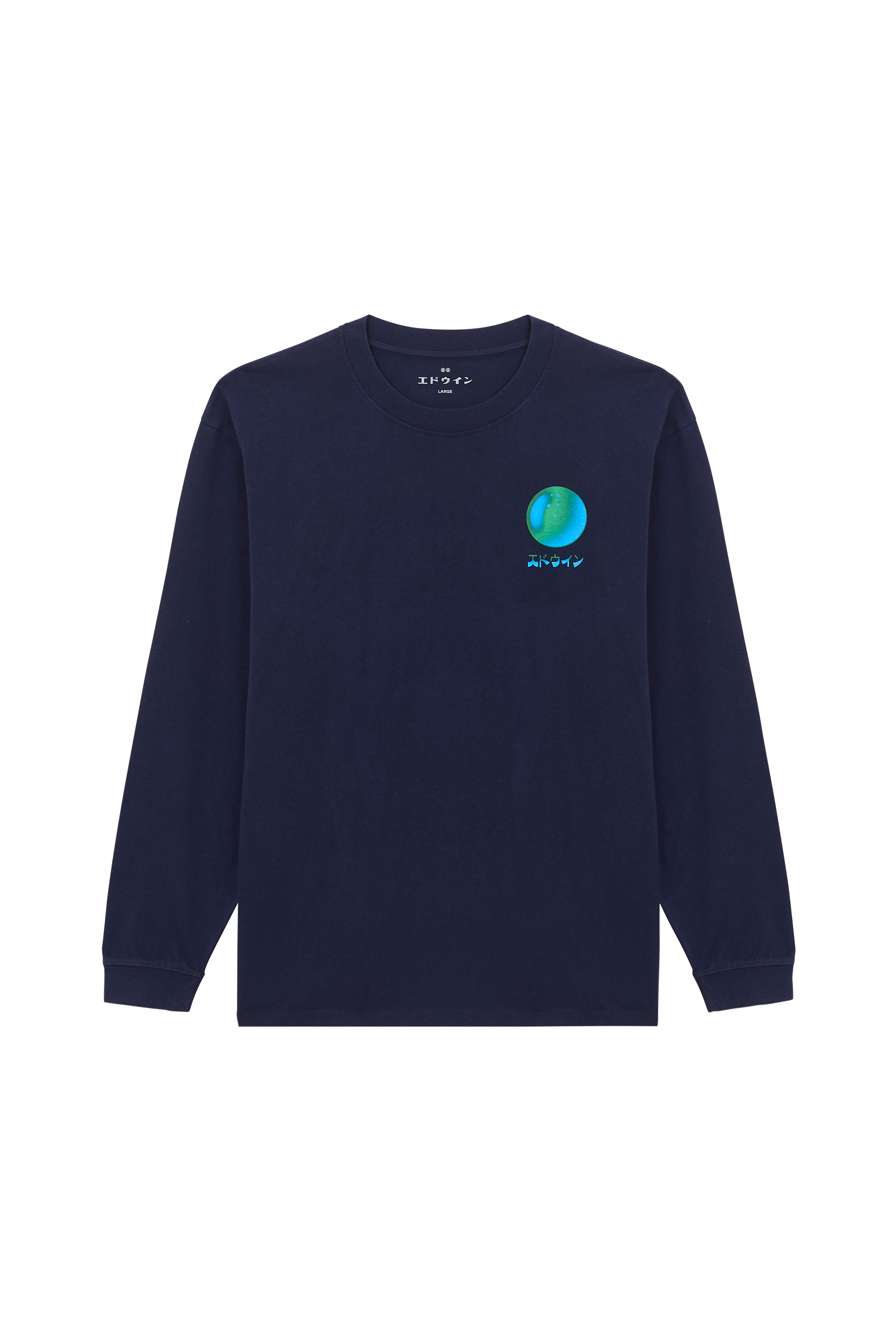 Regular-fit round-neck cotton T-shirt Blue
