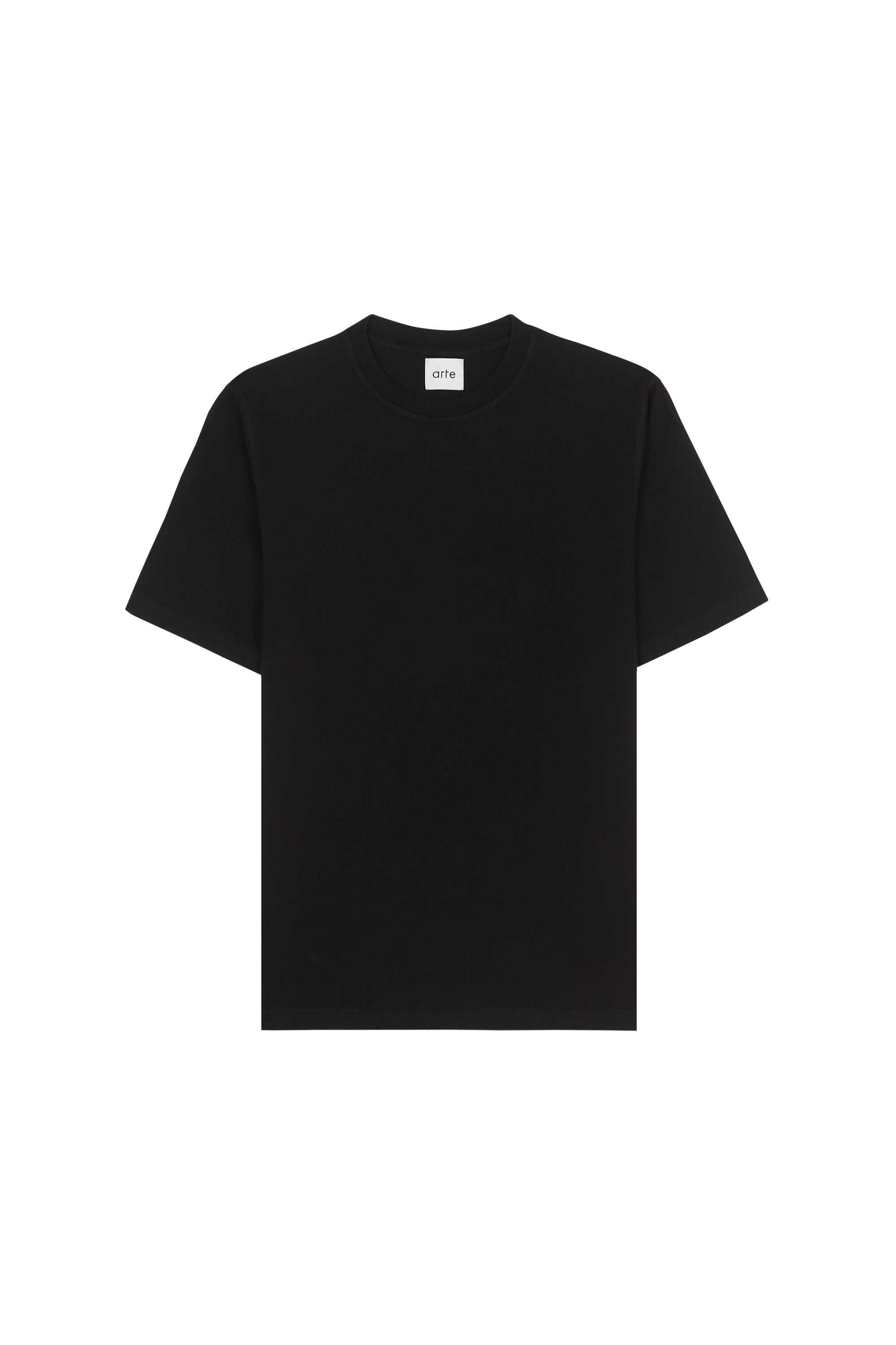 Regular-fit round-neck cotton T-shirt Black