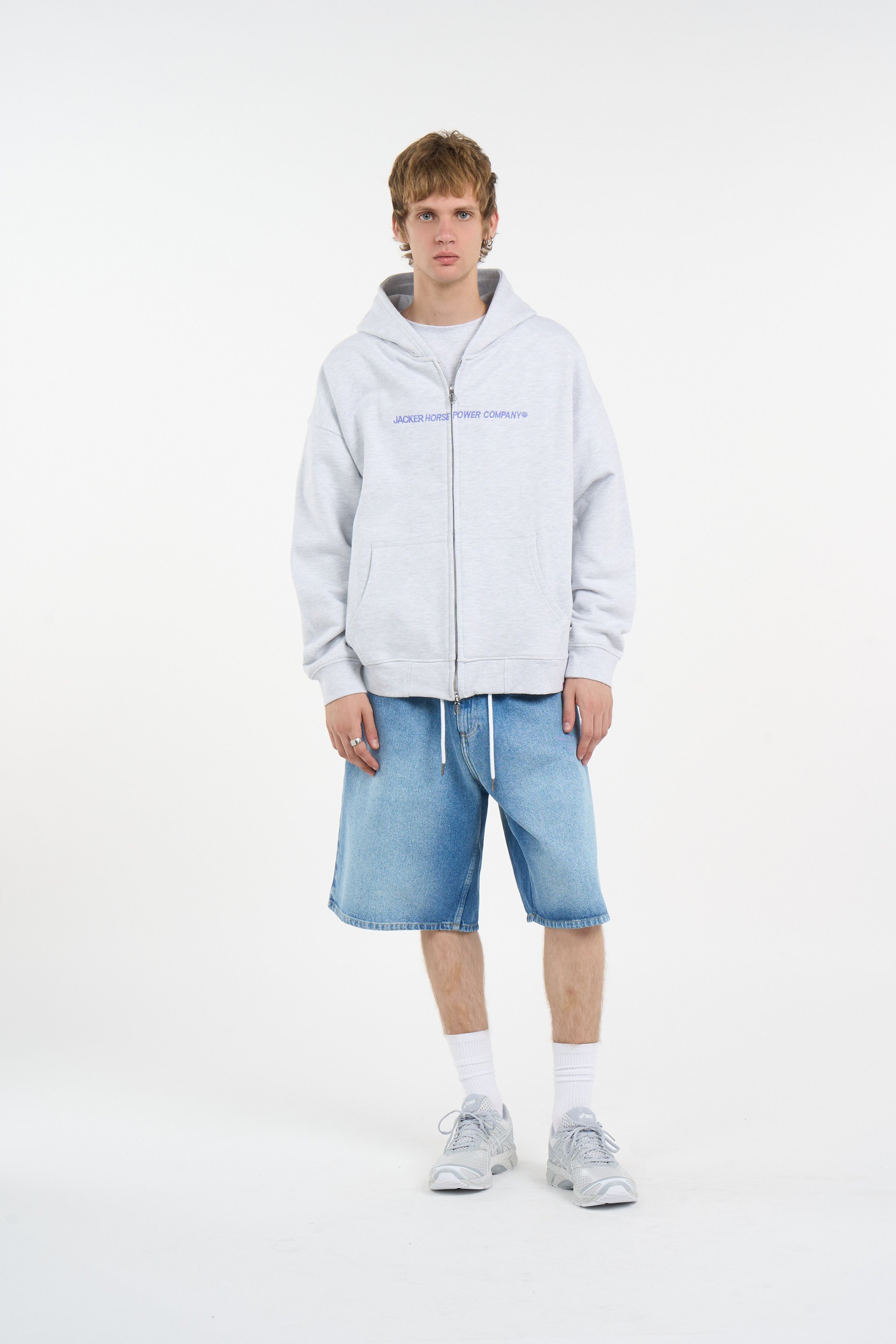 Gilet oversize col rond en coton JACKER Gris