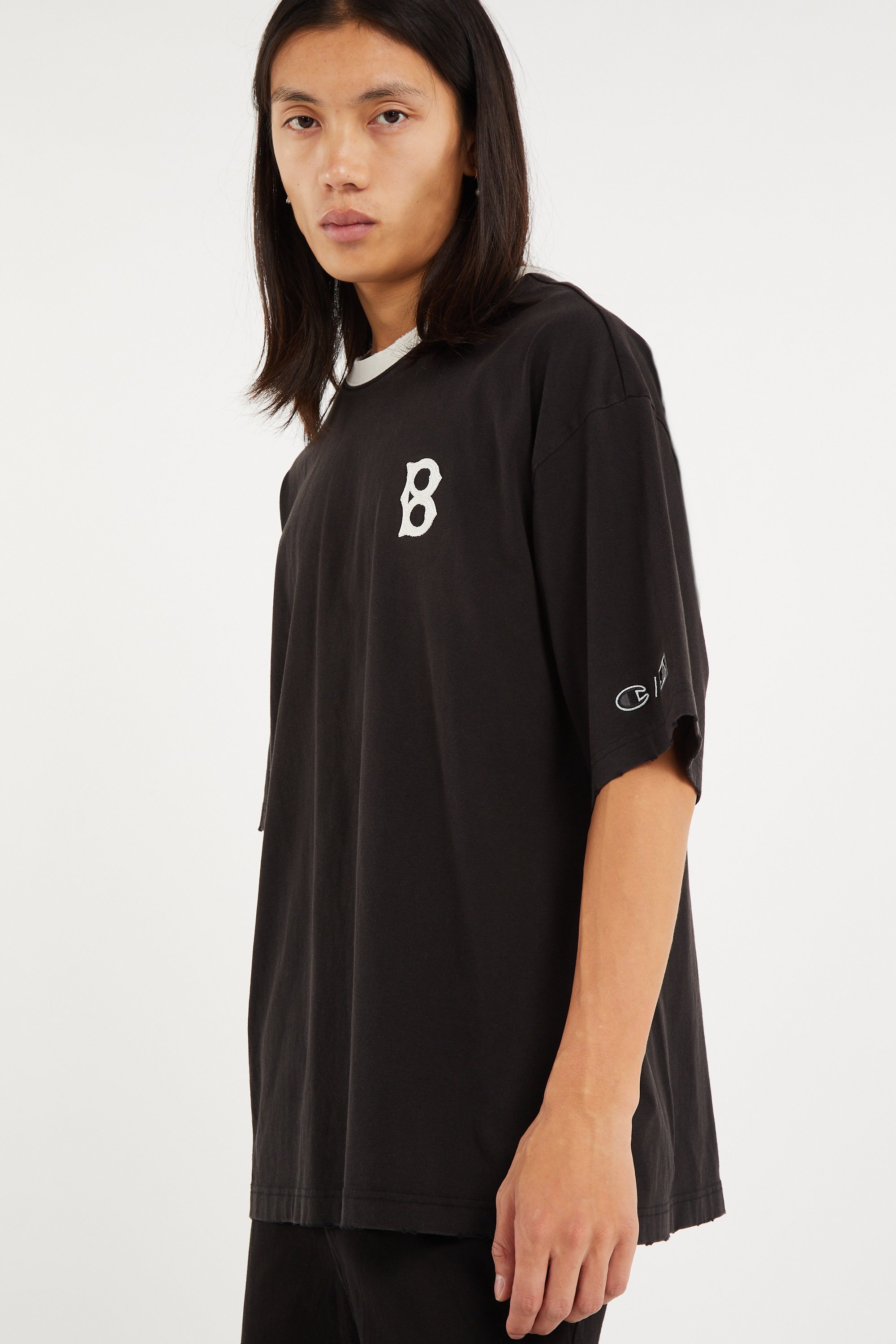 Regular-fit round-neck cotton T-shirt | Black CHAMPION Men