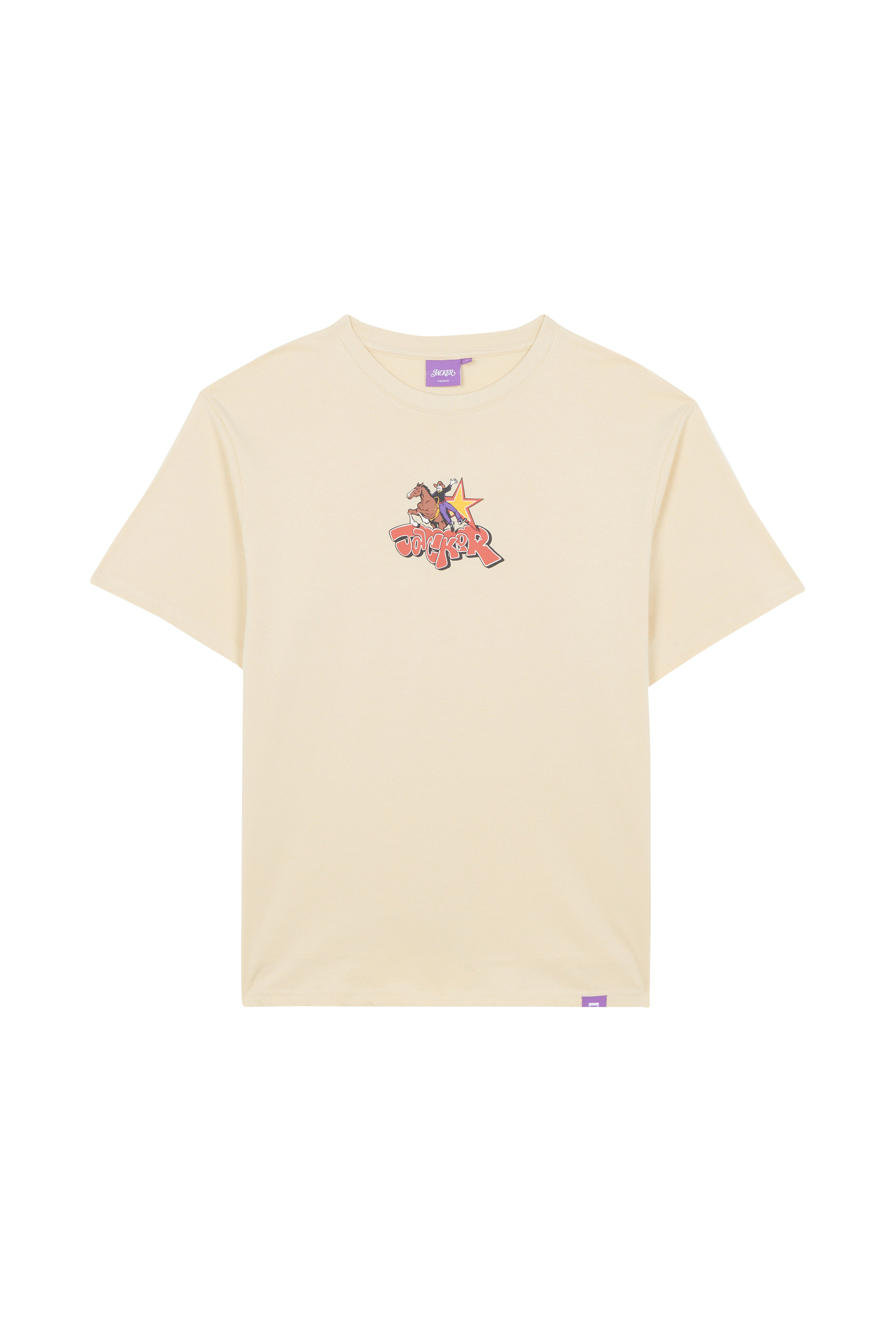 Regular-fit round-neck cotton T-shirt Beige