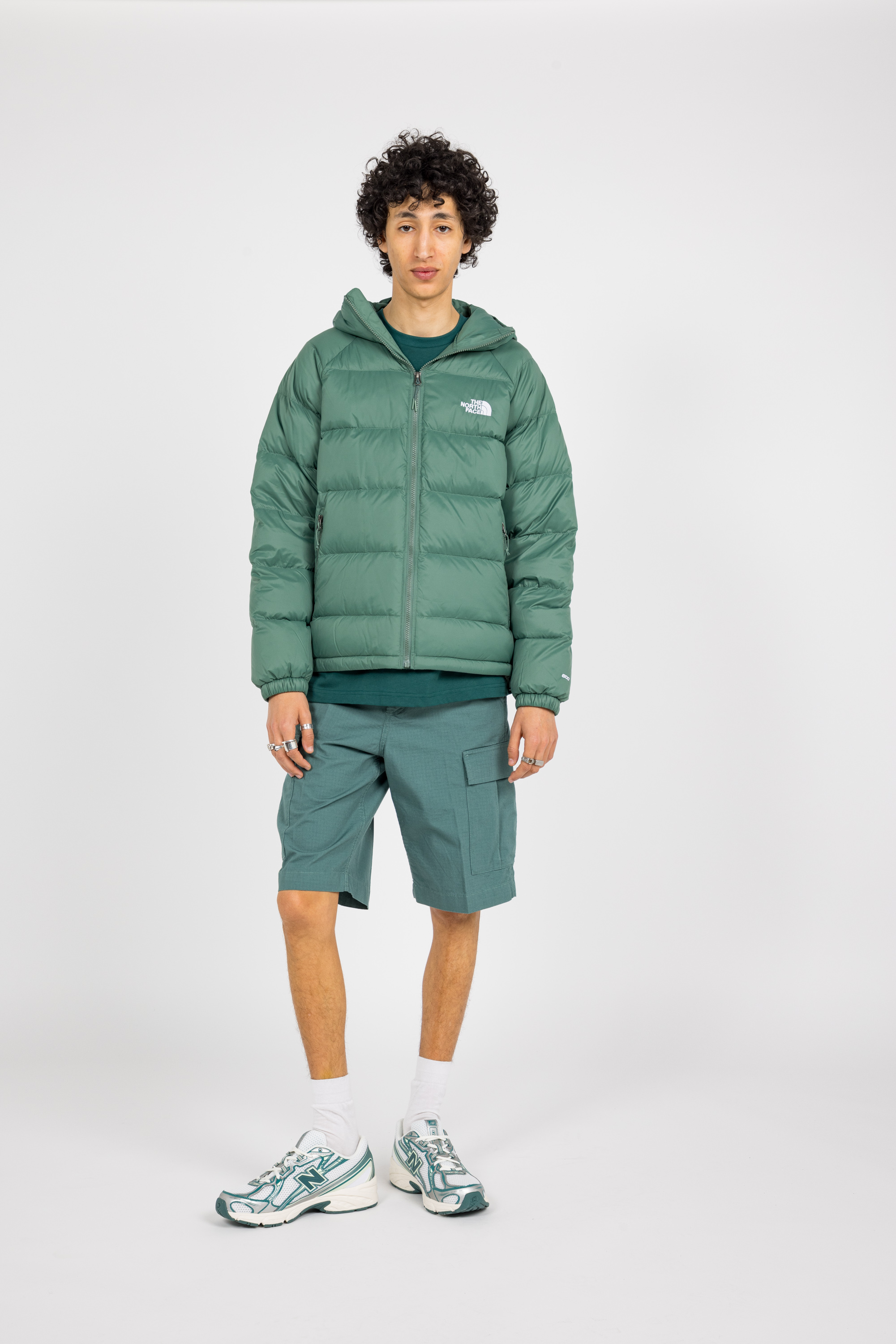 Lightweight quilted padded jacket with high neck Green