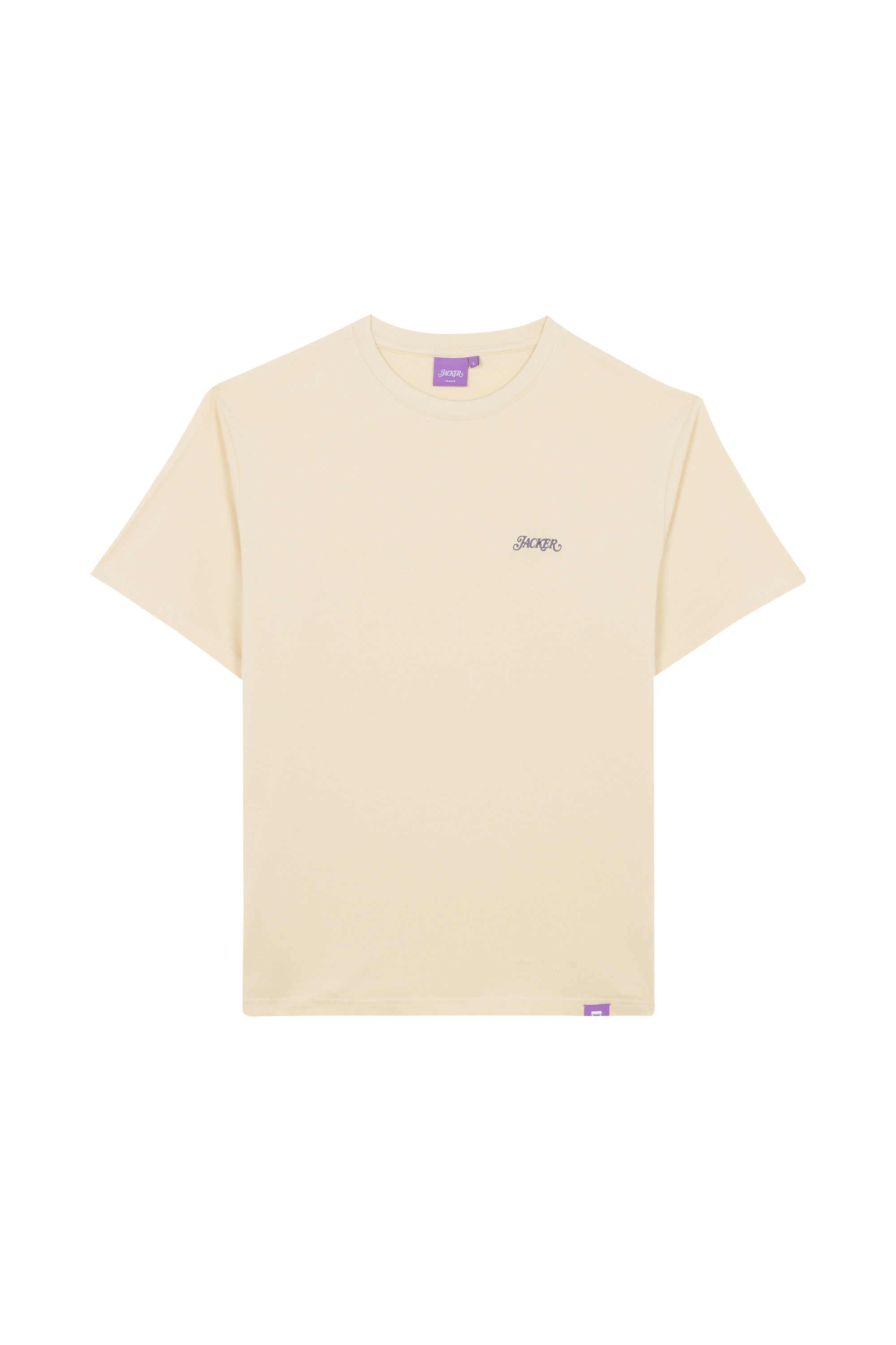 Regular-fit round-neck cotton T-shirt Beige