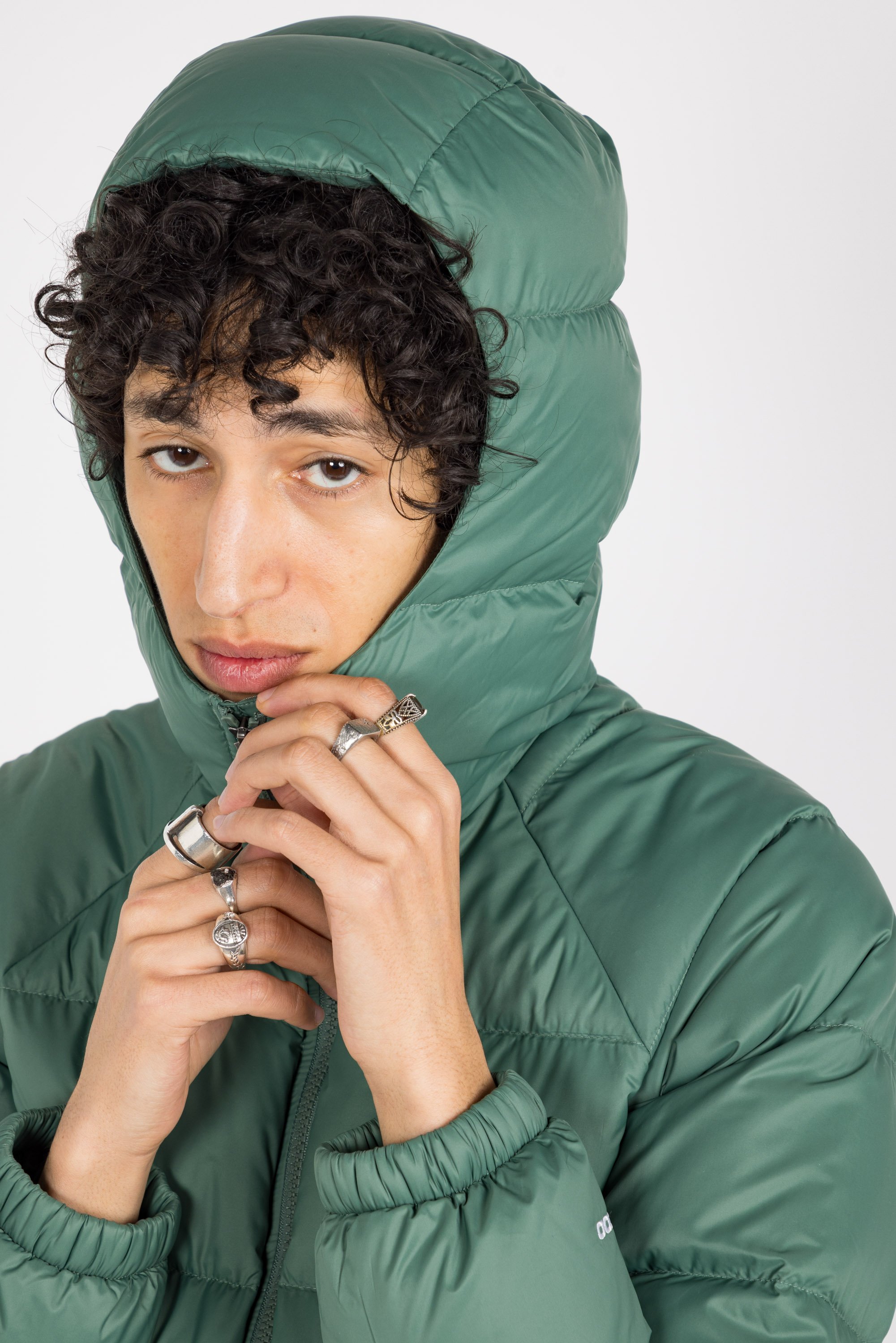 Lightweight quilted padded jacket with high neck Green