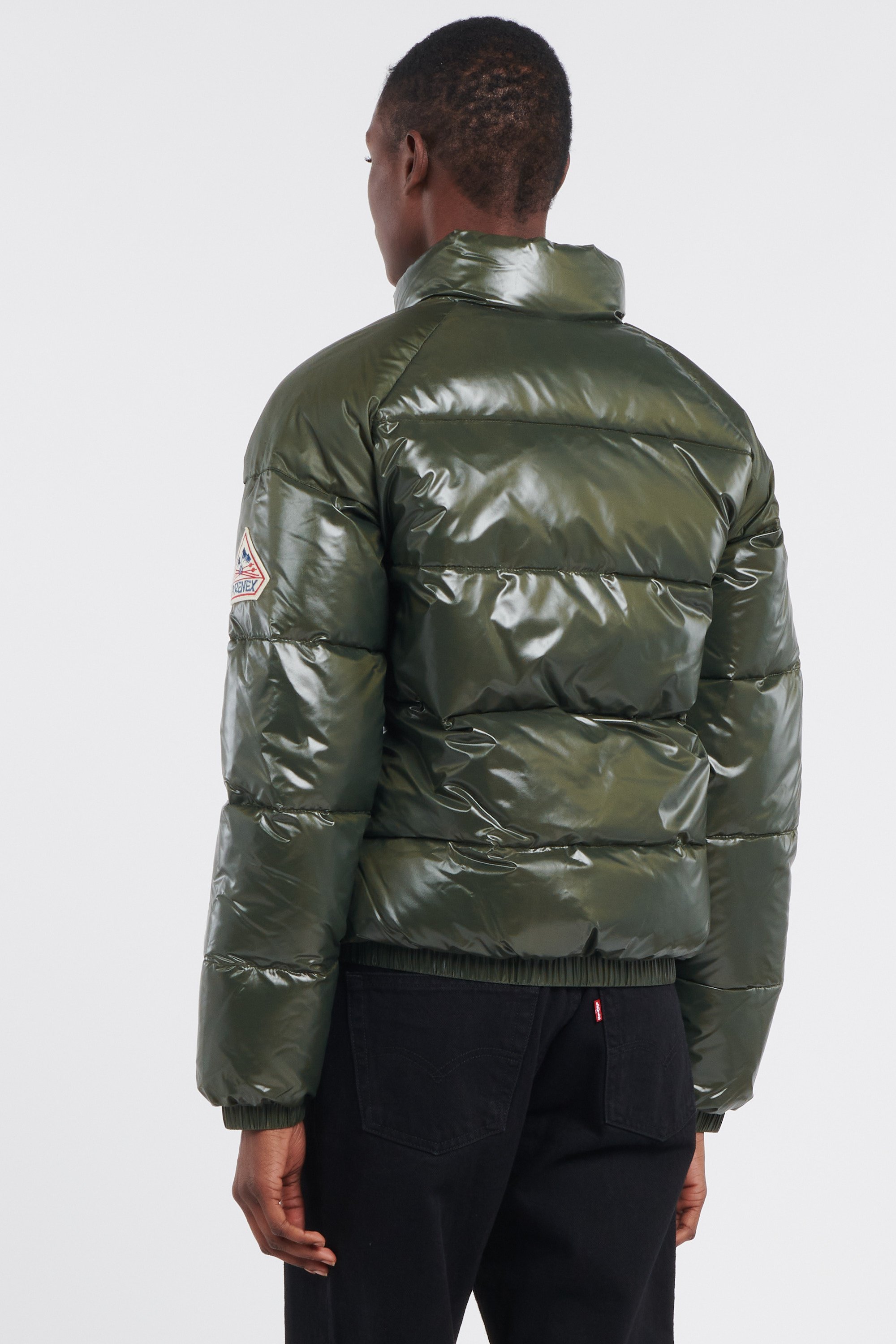 Lightweight quilted padded jacket with high neck Khaki