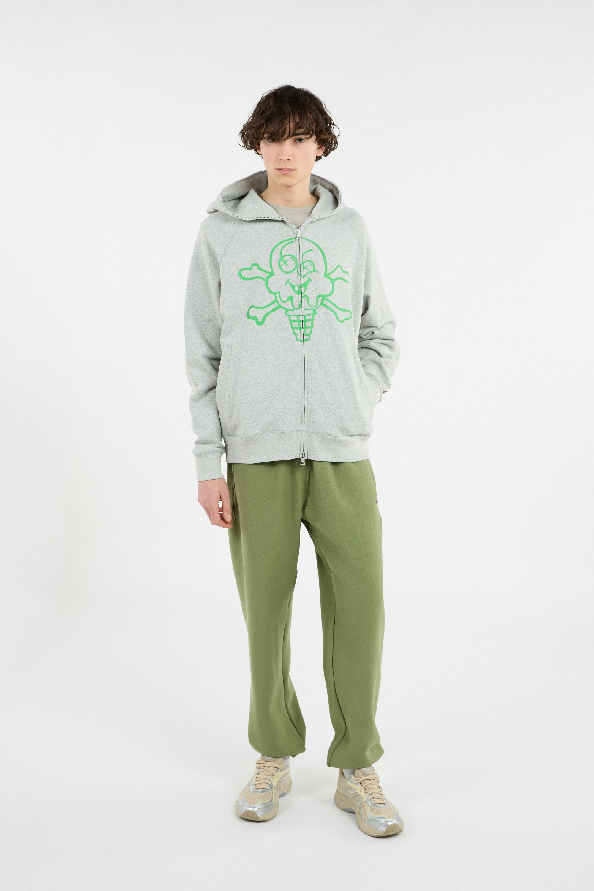 Zippered hoodie Grey