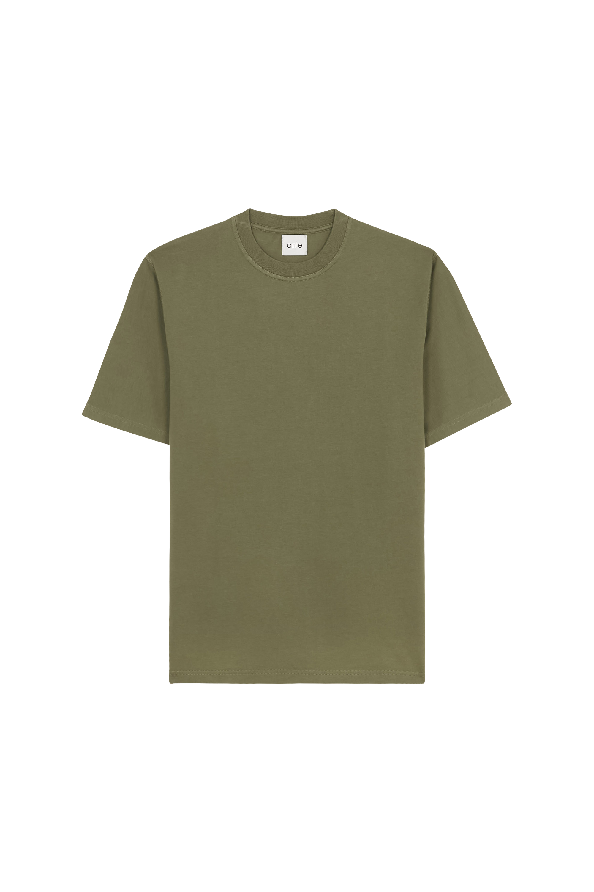 Regular-fit round-neck cotton T-shirt Khaki