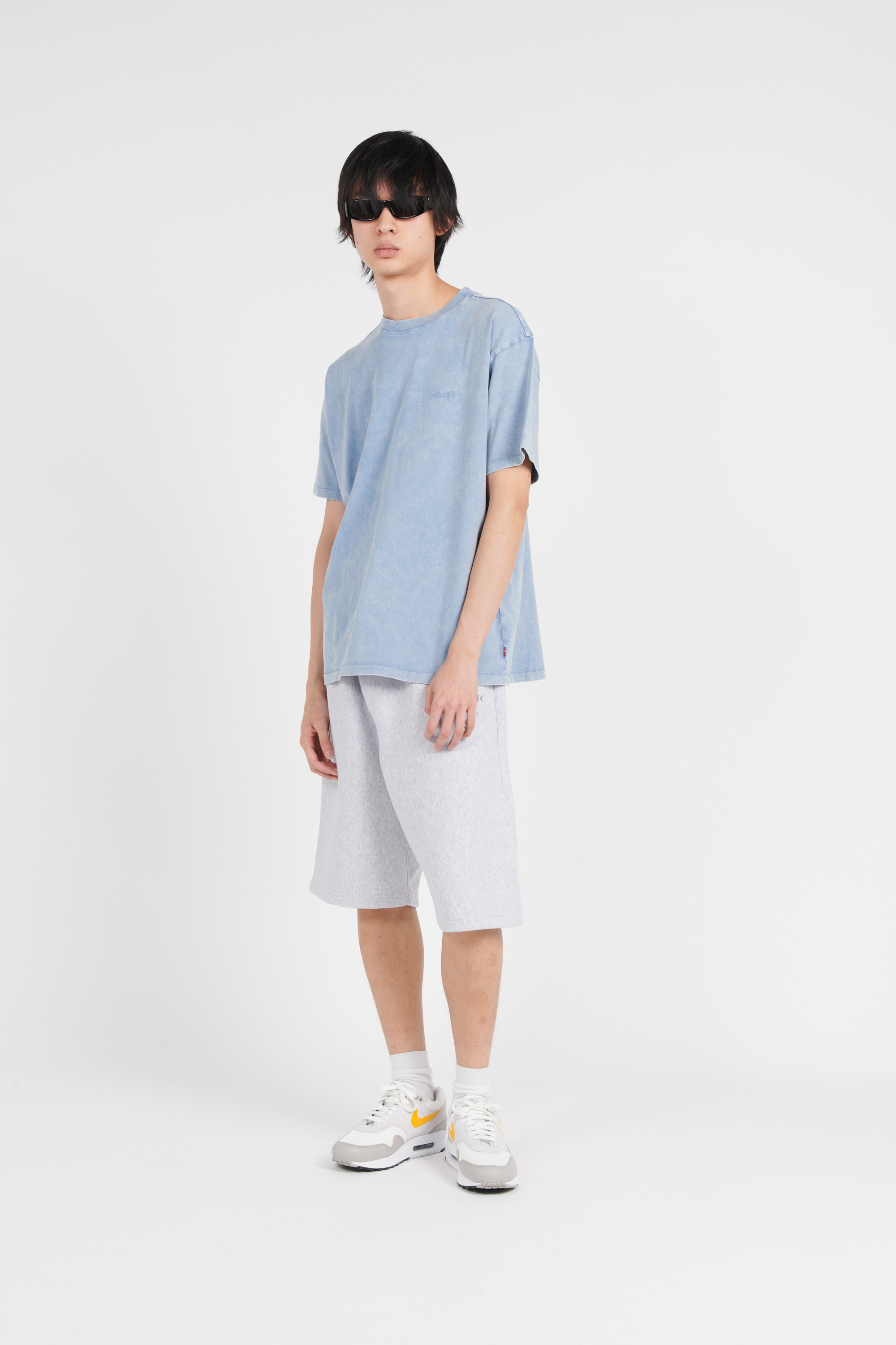Regular-fit round-neck cotton T-shirt Blue