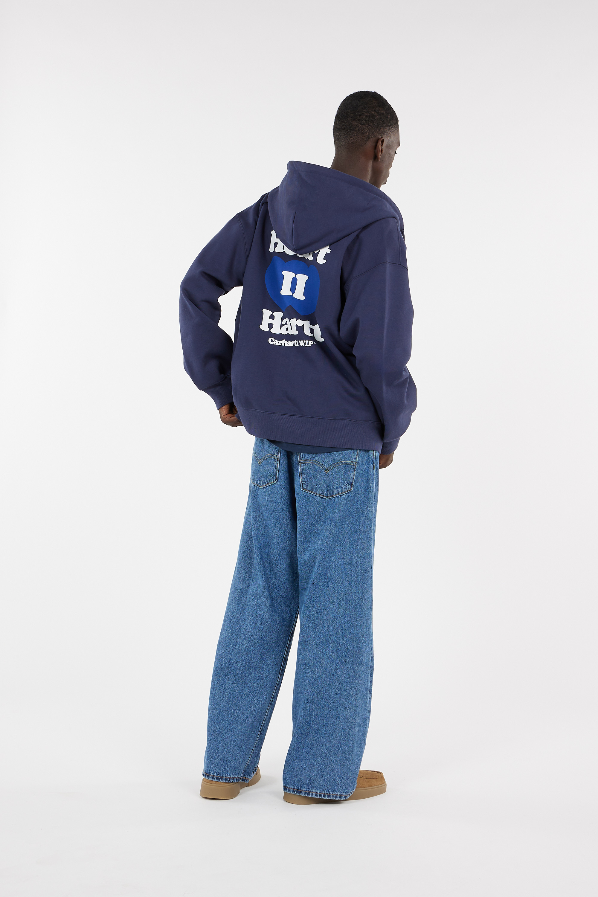 Regular-fit zip-up cotton-blend hoodie with Pony Player Blue