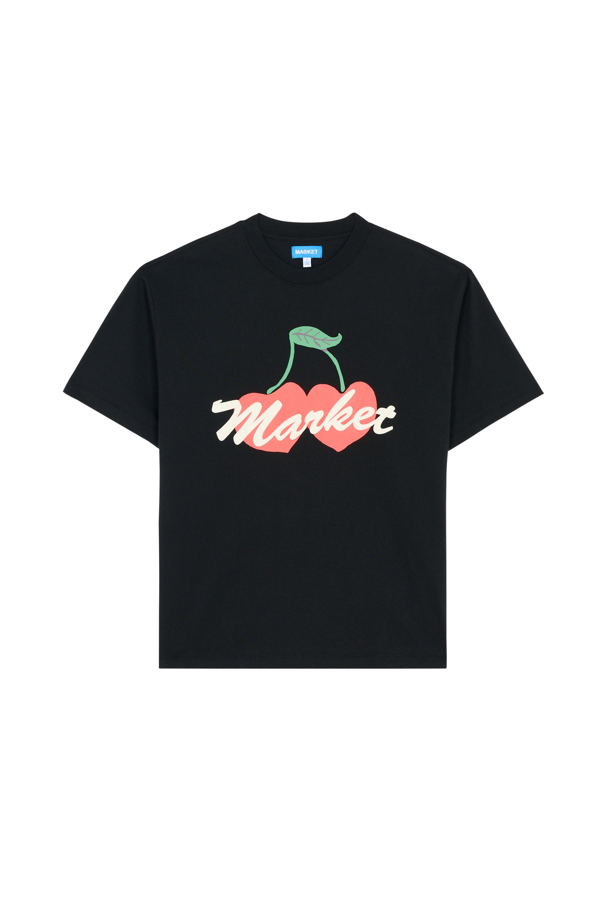 Regular-fit round-neck cotton T-shirt Black