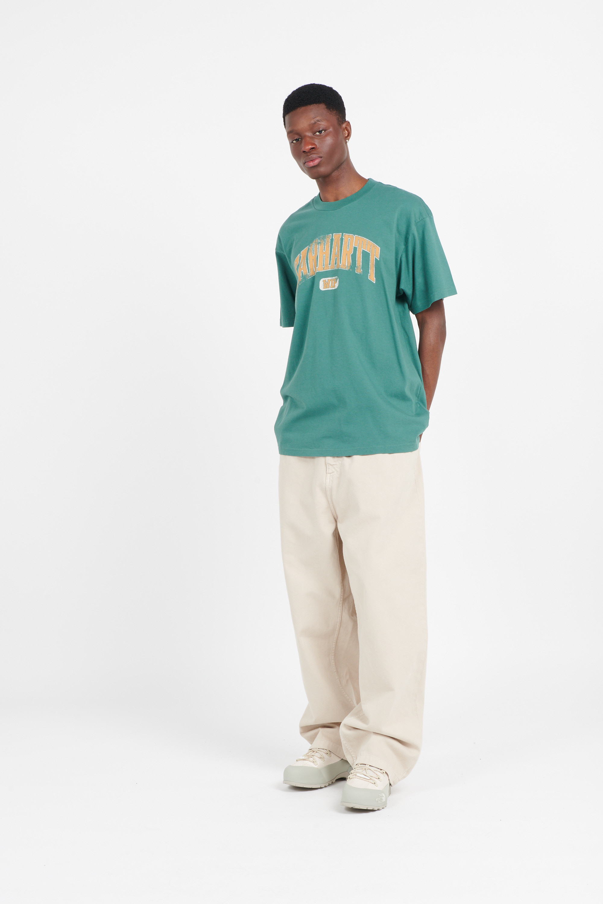 Regular-fit round-neck cotton T-shirt Green