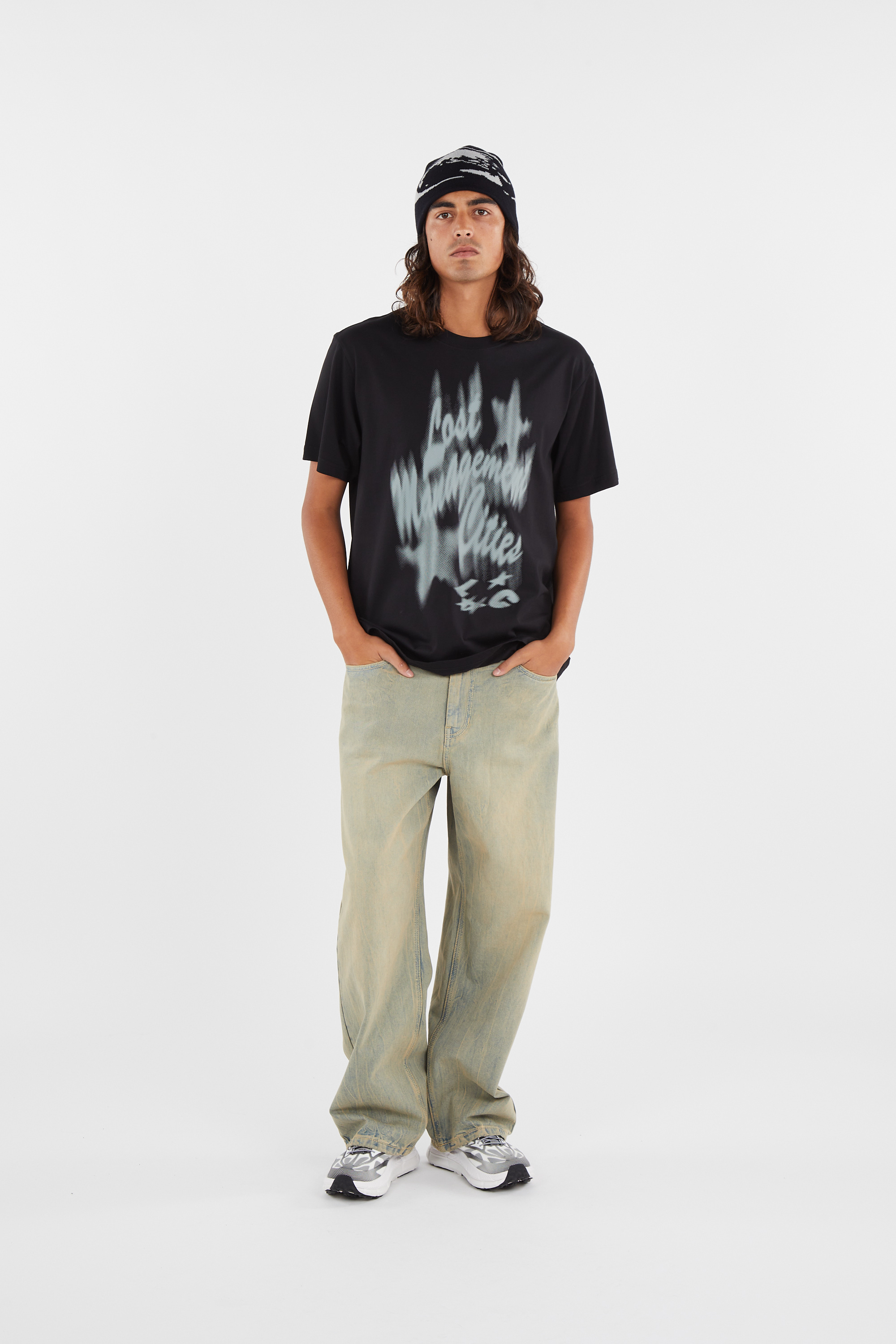 Regular-fit round-neck cotton T-shirt Black