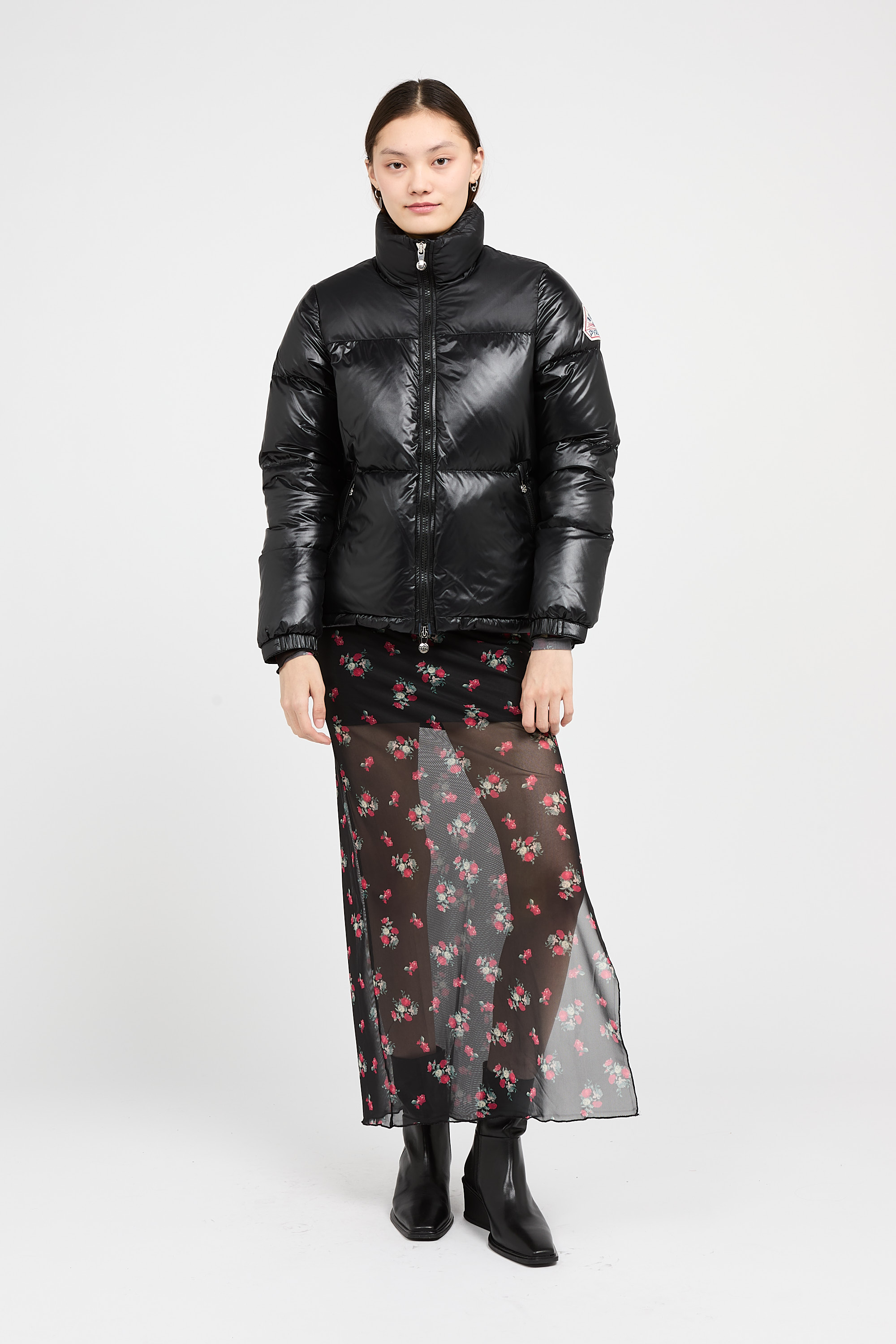 Lightweight quilted padded jacket with high neck Black