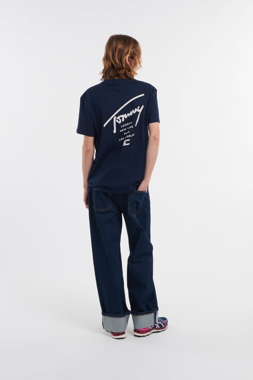 TOMMY JEANS Regular-fit round-neck cotton T-shirt Blue