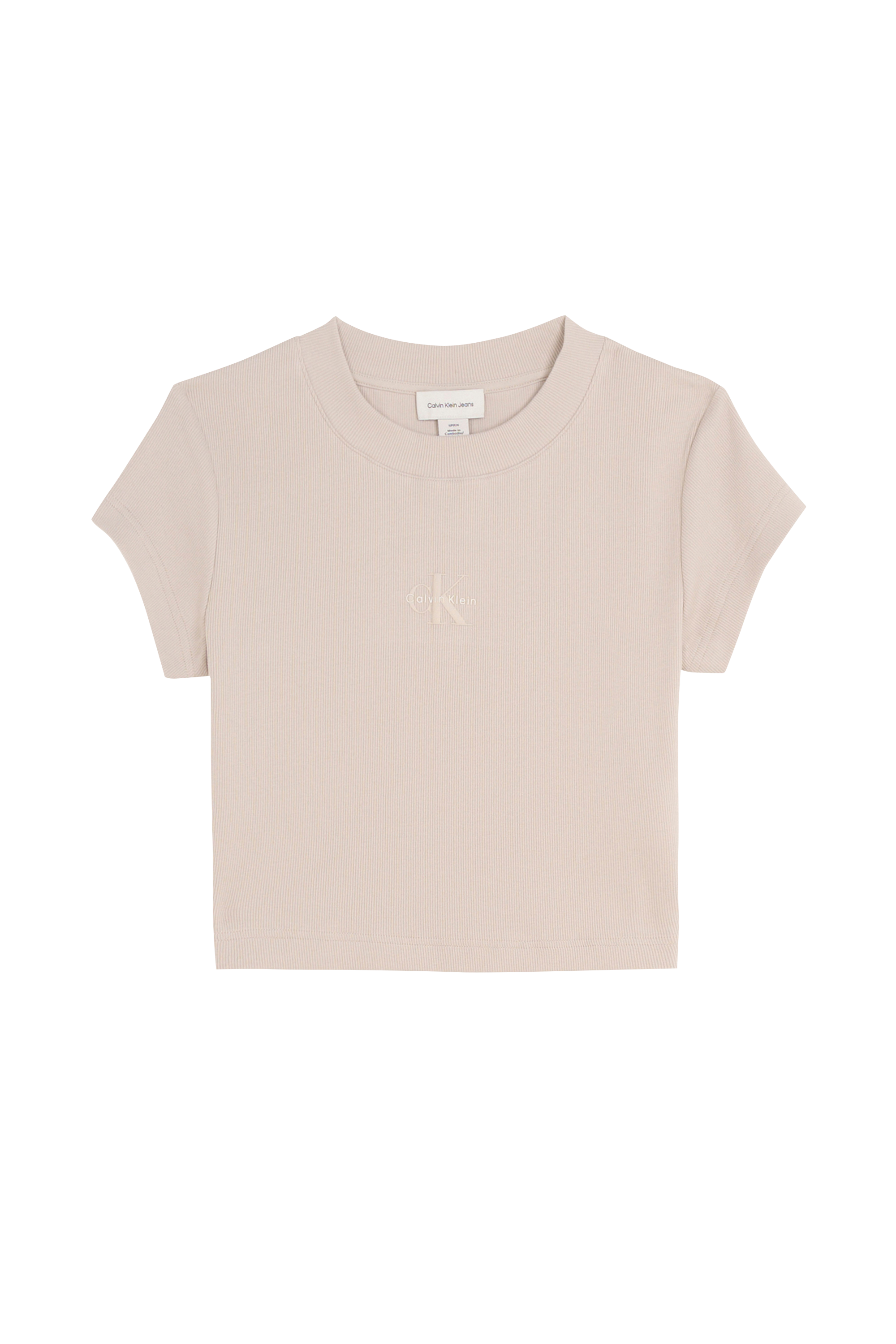 Regular-fit round-neck cotton T-shirt Beige