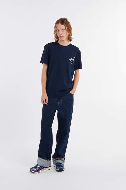 TOMMY JEANS Regular-fit round-neck cotton T-shirt Blue