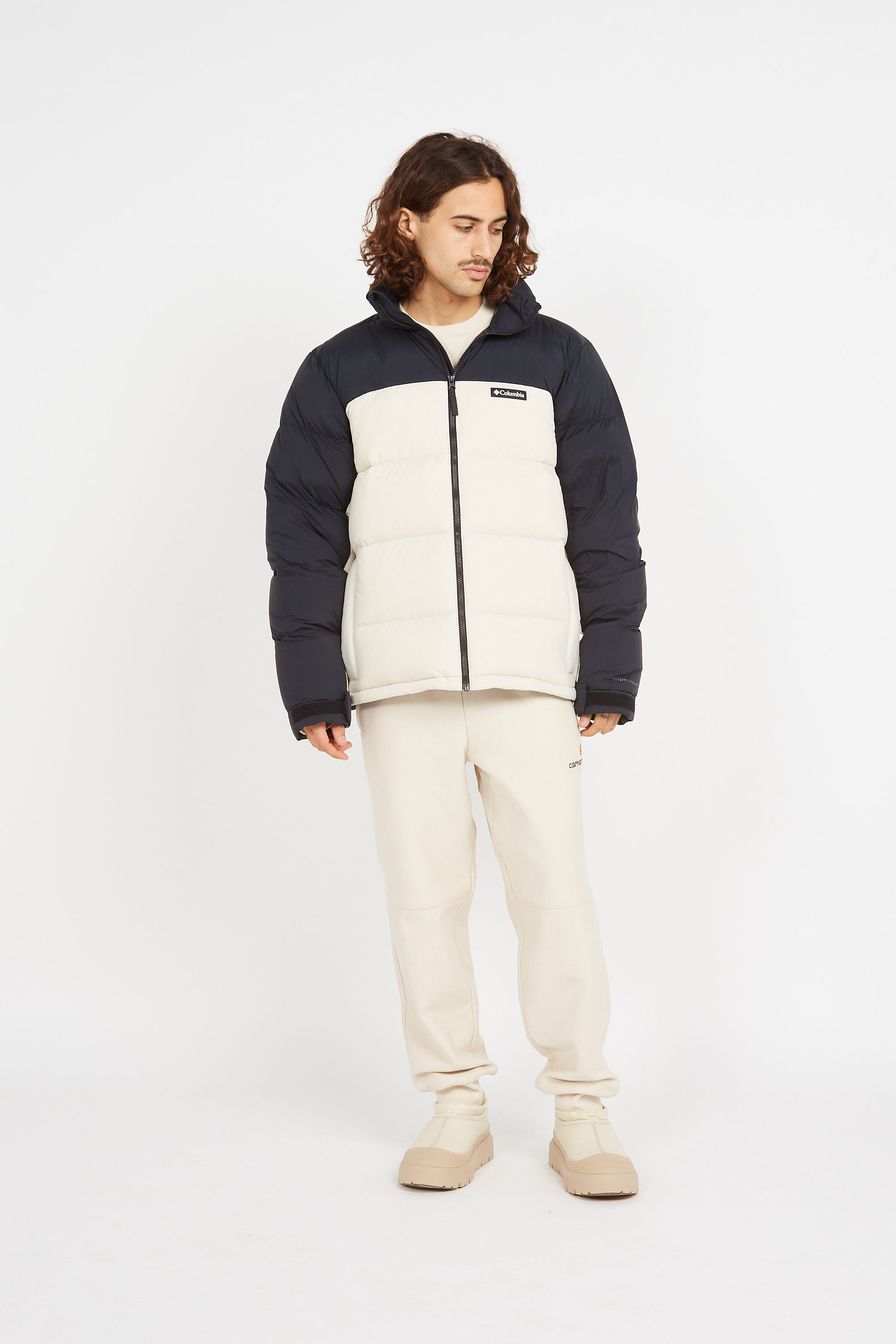 Lightweight quilted padded jacket with high neck Brown