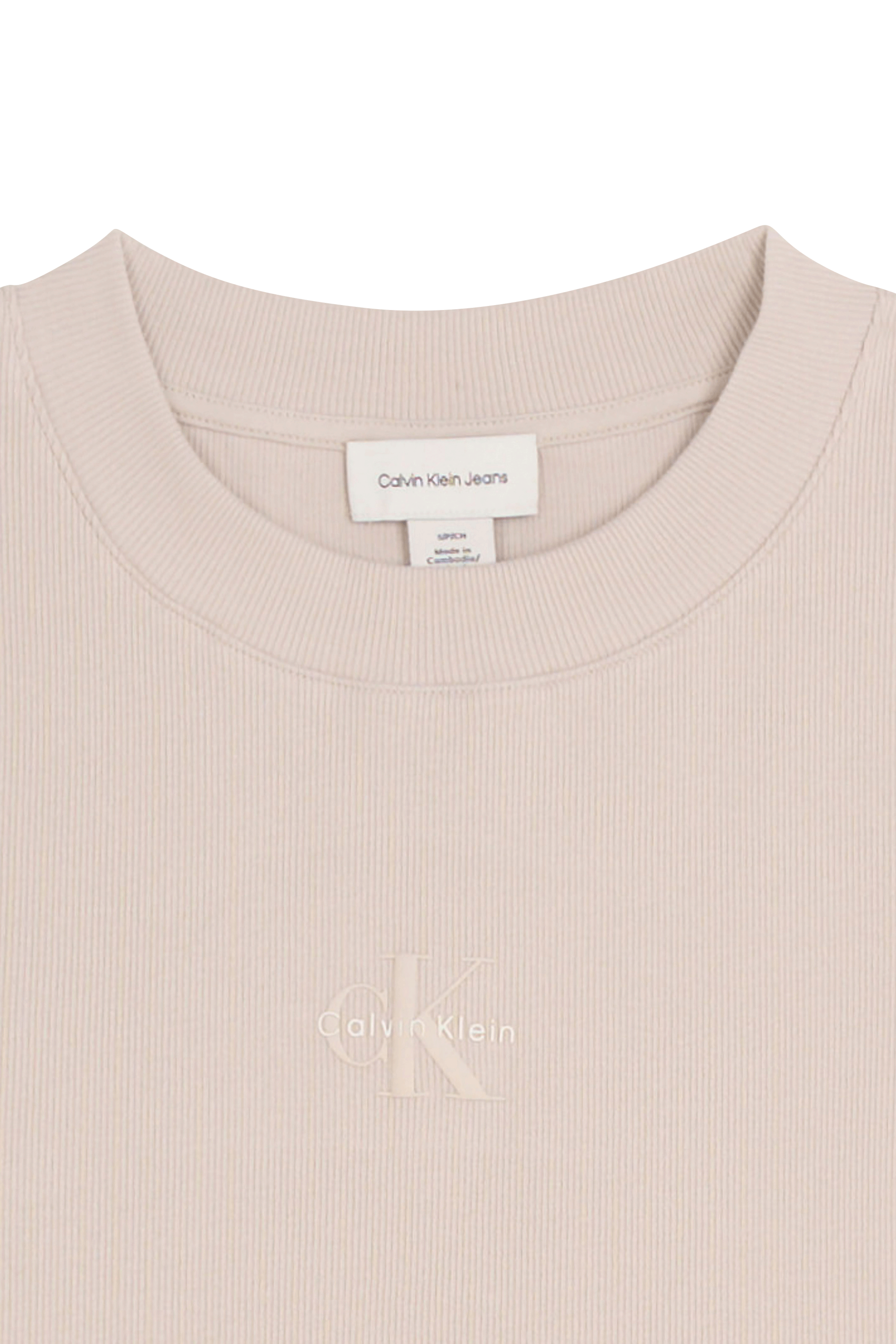 Regular-fit round-neck cotton T-shirt Beige