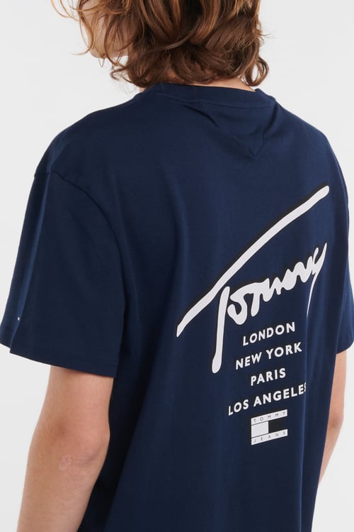 TOMMY JEANS Regular-fit round-neck cotton T-shirt Blue
