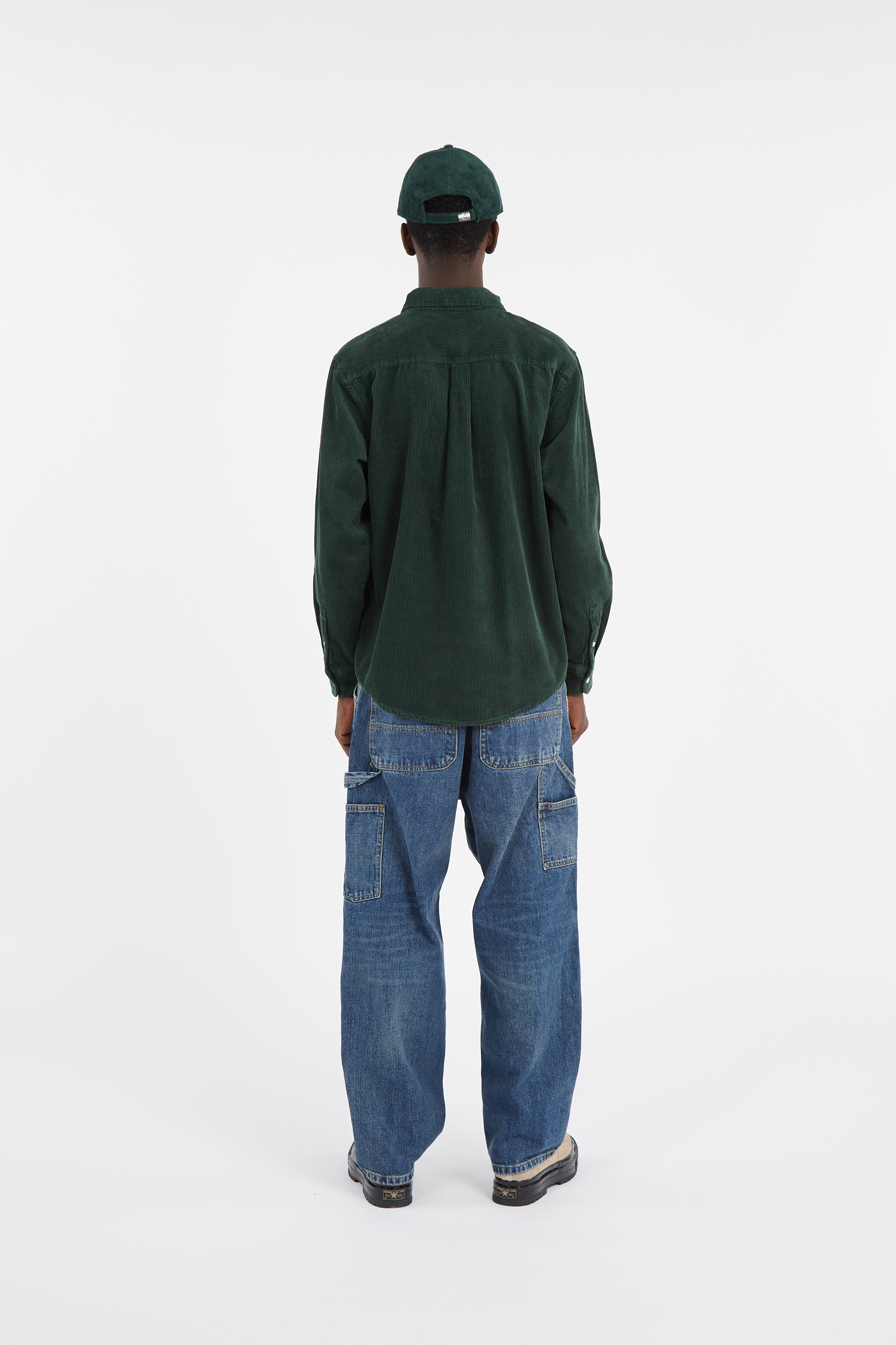 Cotton overshirt with button-down collar Green