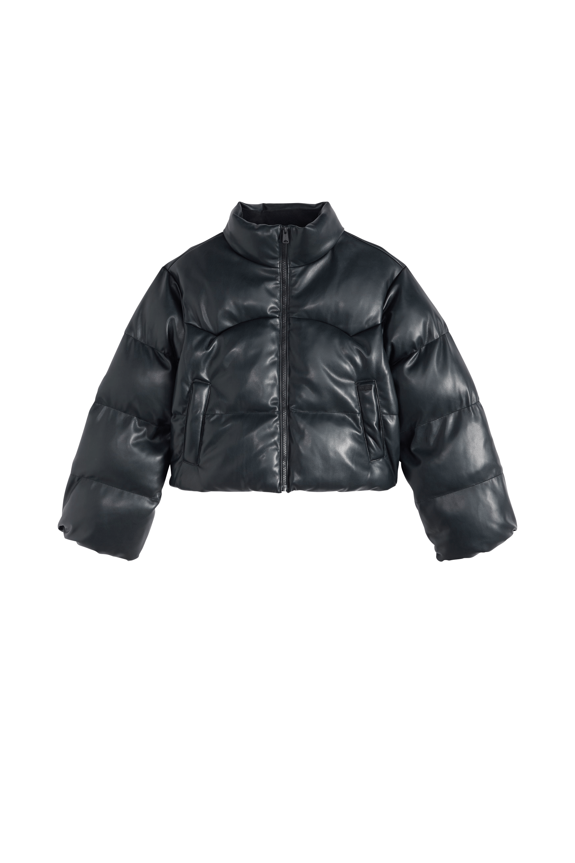 Zipped high-neck colorblock padded jacket with hood LEVI'S Black