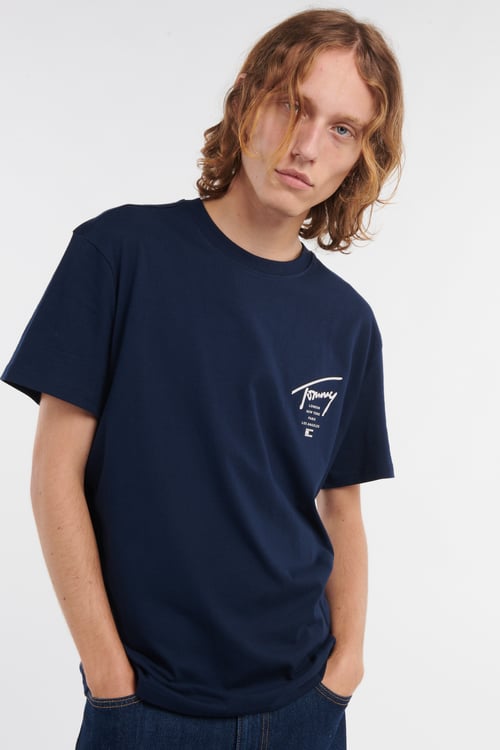 TOMMY JEANS Regular-fit round-neck cotton T-shirt Blue
