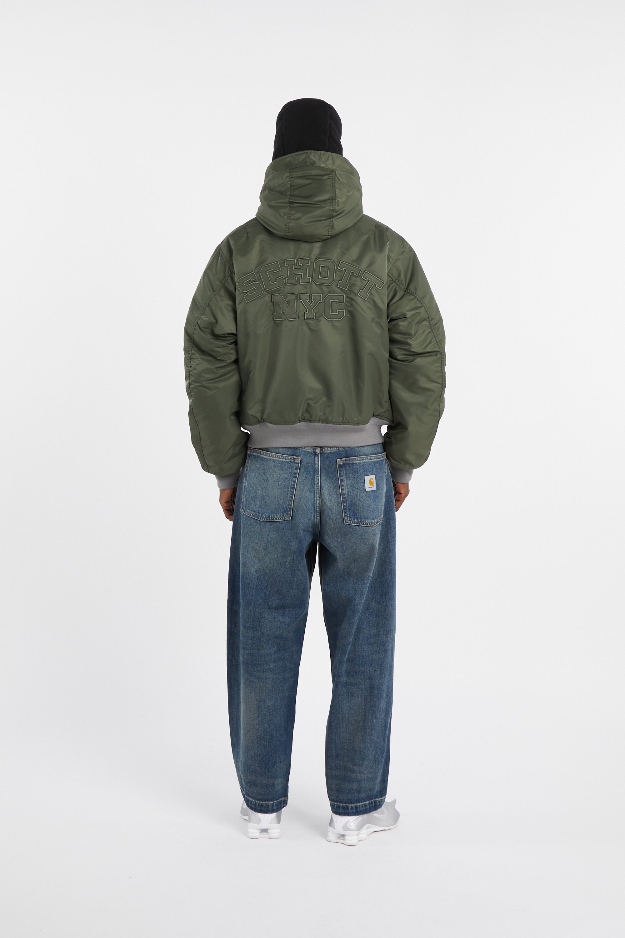 Lightweight quilted padded jacket with high neck | Green SCHOTT Men