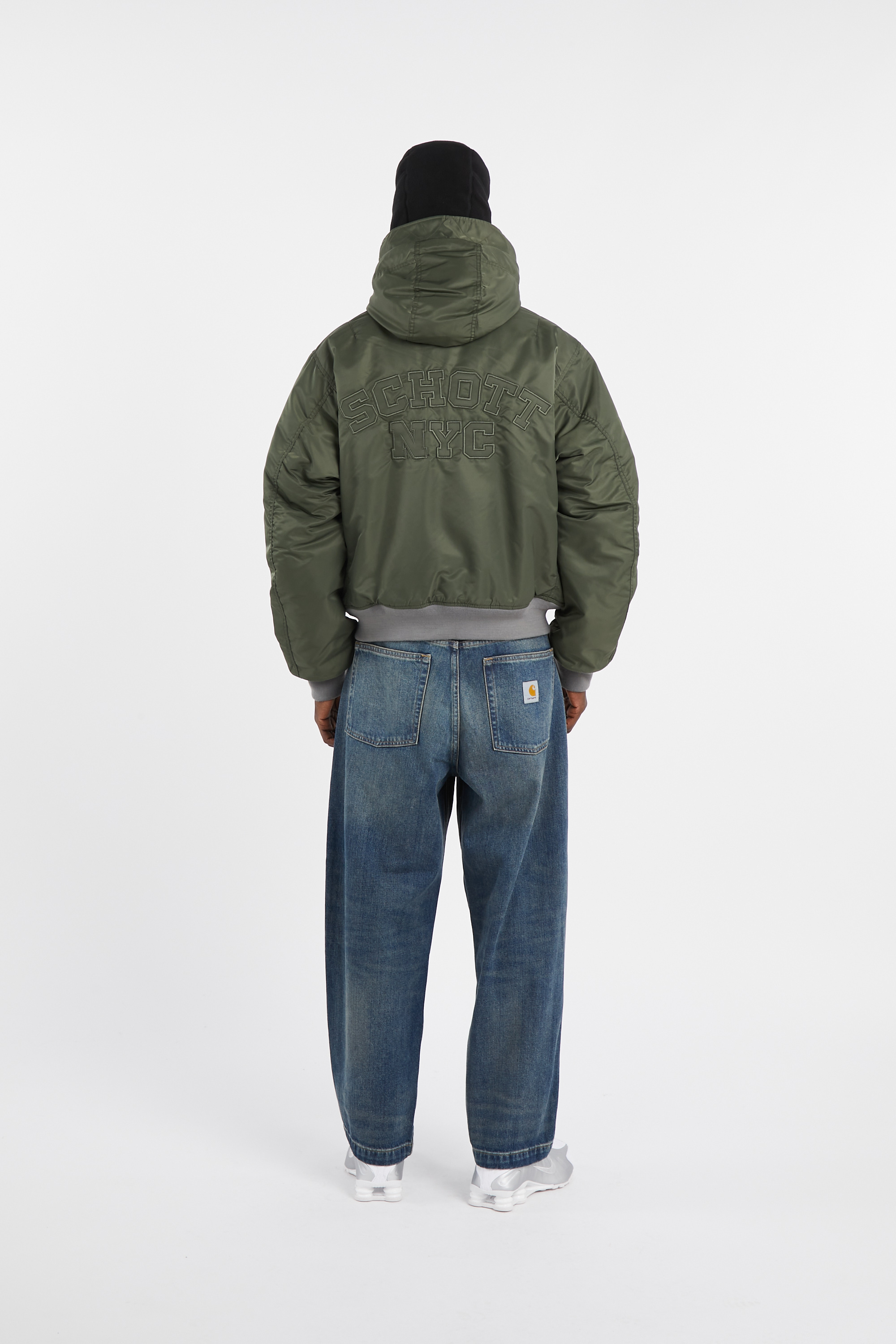 Lightweight quilted padded jacket with high neck Green