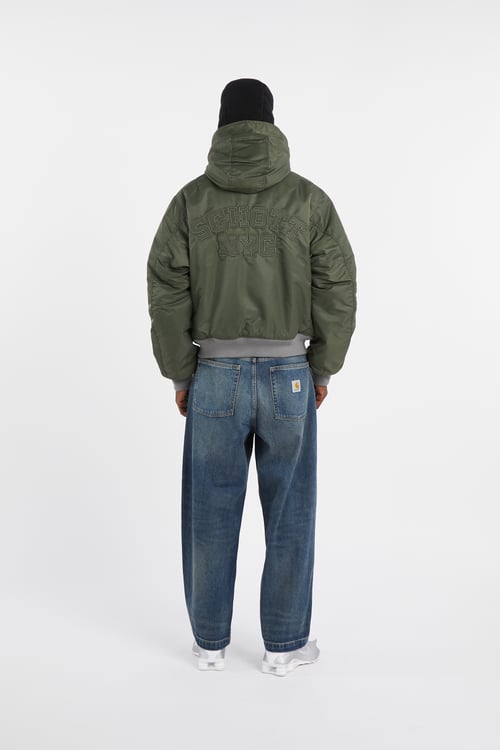 SCHOTT Lightweight quilted padded jacket with high neck Green