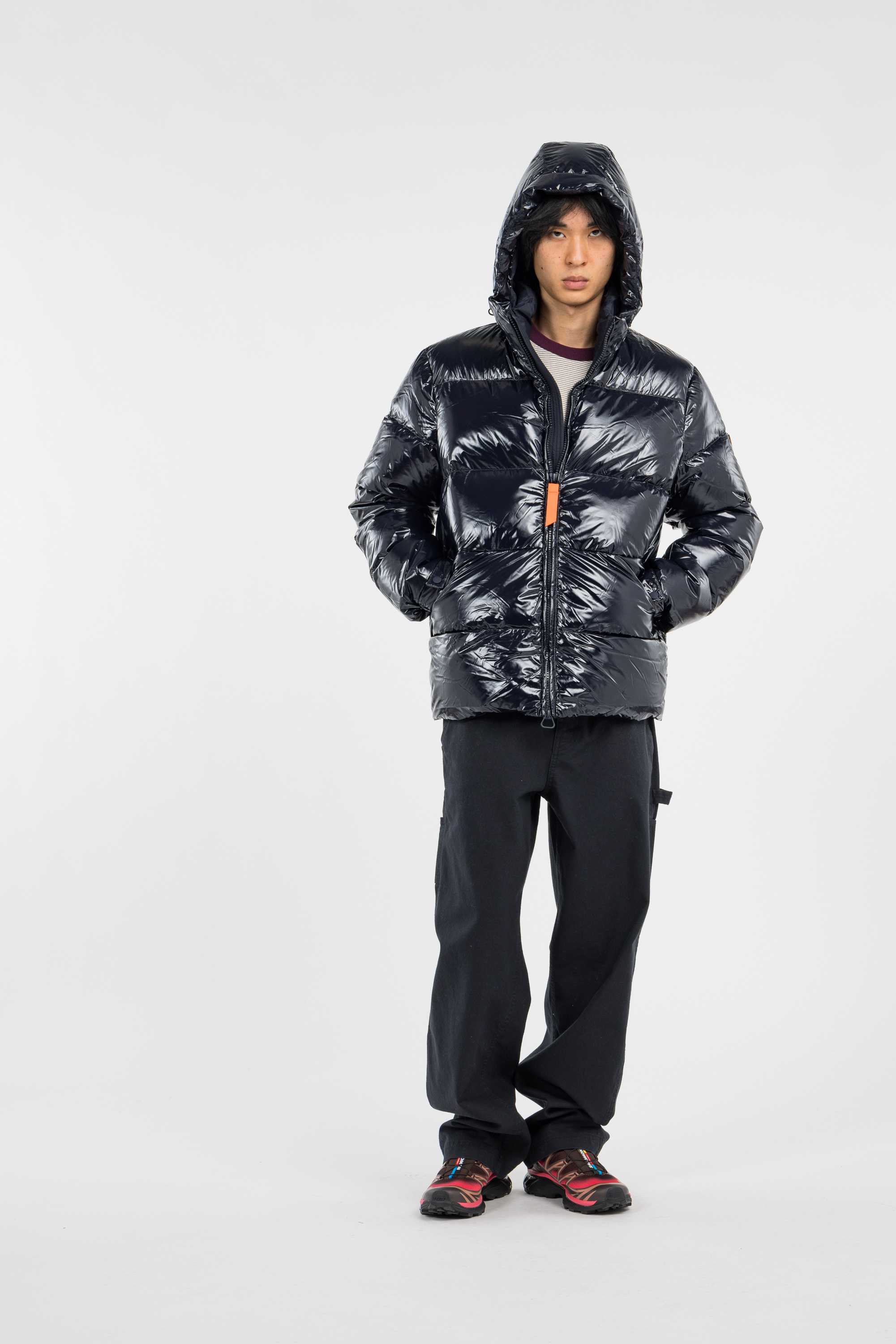 Lightweight quilted padded jacket with high neck Blue