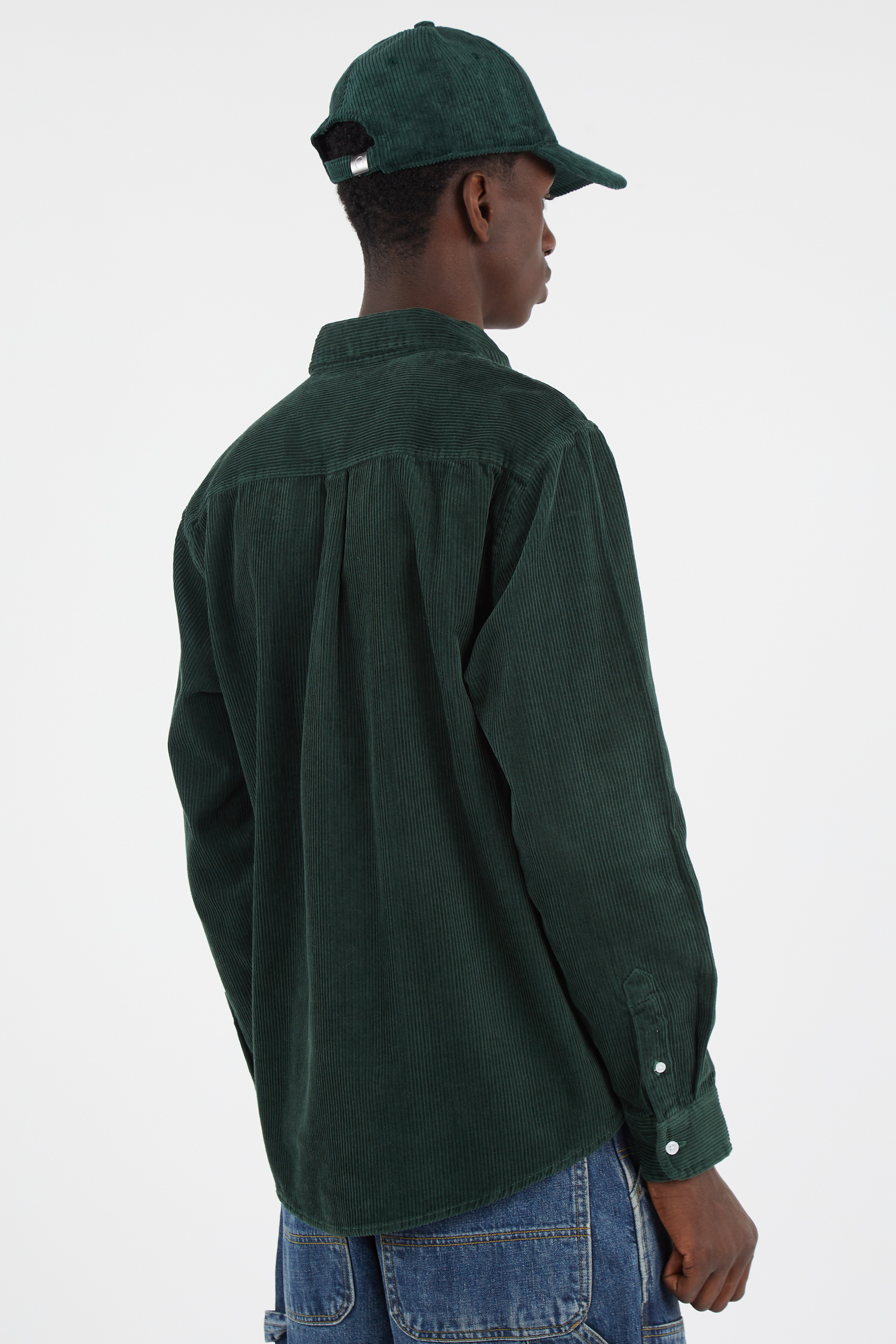 Cotton overshirt with button-down collar Green