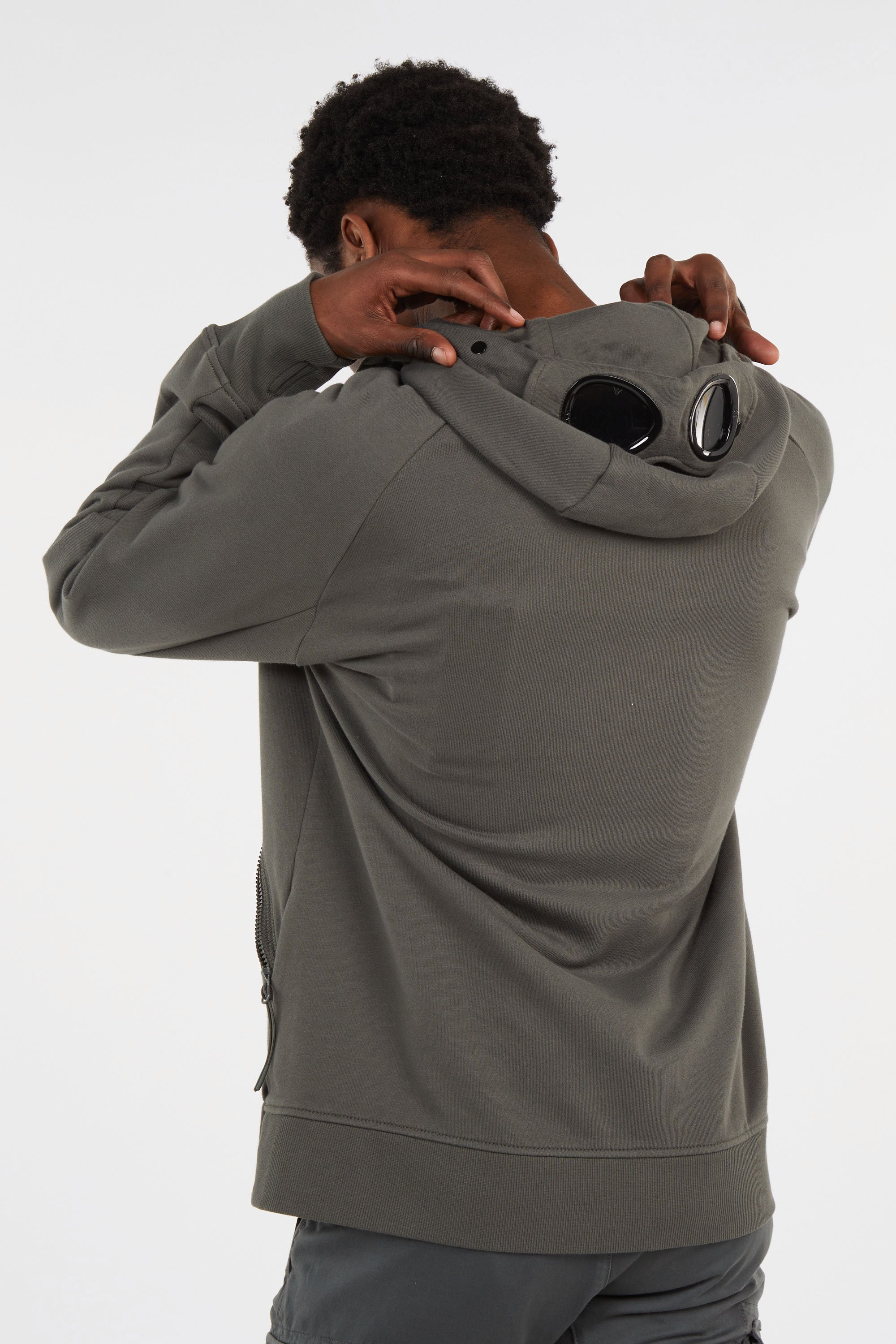 Zippered hoodie Khaki